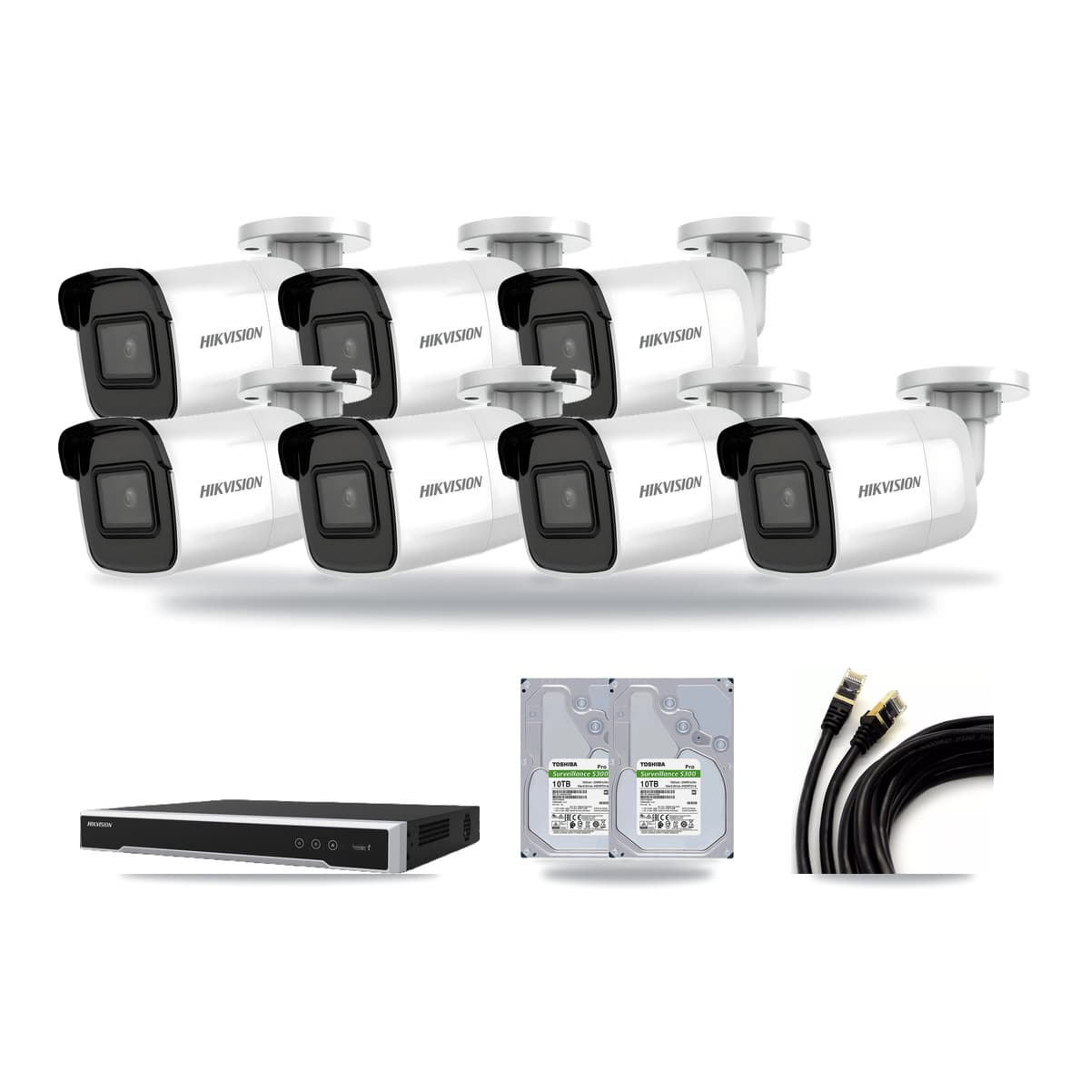 Hikvision 8-Channel 4K CCTV Kit — 7 Bullet Cameras + 2× 10TB Recording - Image 1