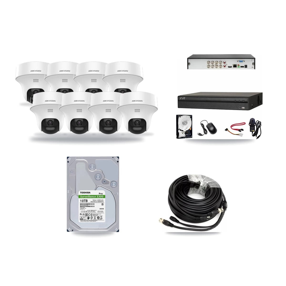 Hikvision & Dahua 8-Channel 5MP CCTV Kit — 8 DS-2CE70K0T Turret Cameras + 10TB Recording - Image 1