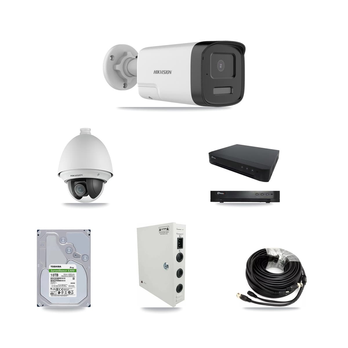 Hikvision & Prolux 16-Channel 2MP – 5MP CCTV Kit — 1 DS-2AE4225T 2MP PTZ + 11 DS-2CE17K0T 5MP Bullet Cameras + 10TB Recording