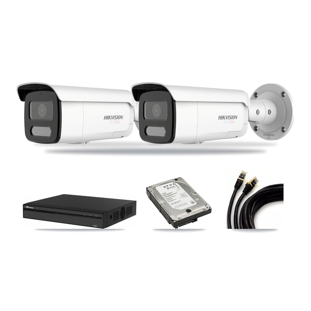 Hikvision & Prolux 4-Channel 4K CCTV Kit — 2 Bullet Cameras + 5TB Recording - Image 1