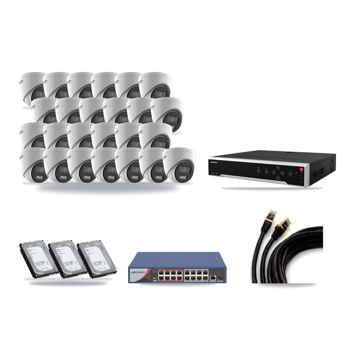 Hikvision 32-Channel 2MP CCTV Kit — 25 Turret Cameras + 3× 6TB Recording - Image 1