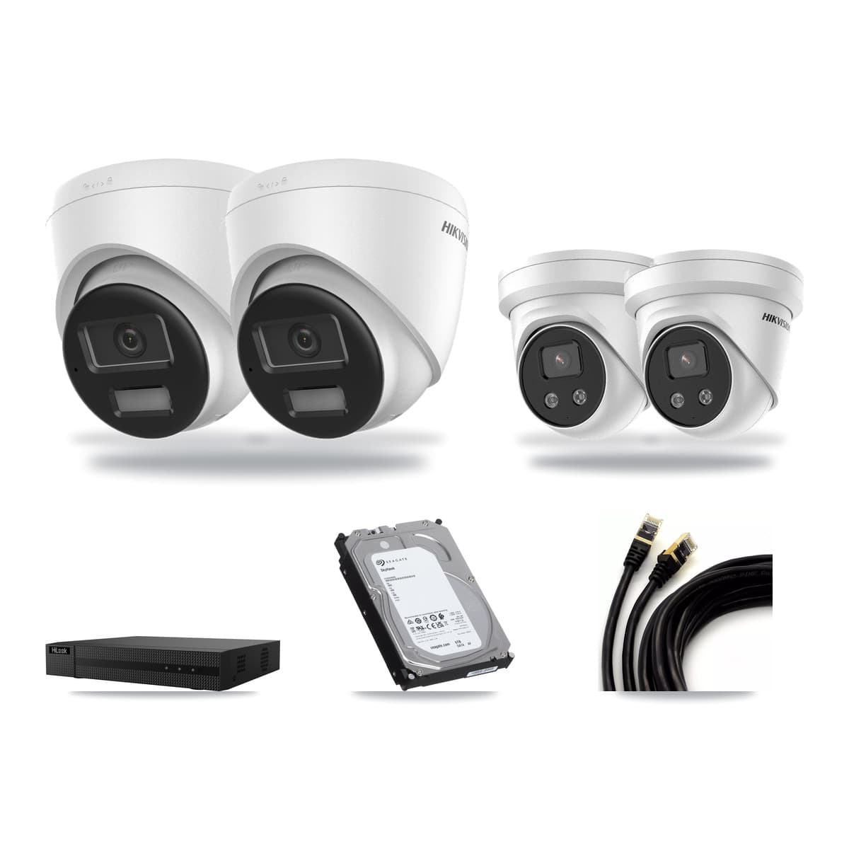 Hikvision & HiLook 8-Channel 5MP – 4K CCTV Kit — 2 DS-2CD1383G2-LIUF/SL 4K + 2 DS-2CD3356G2-ISU 5MP Turret Cameras + 6TB Recording (NVR-108MH-D/8P Recorder) - Image 1