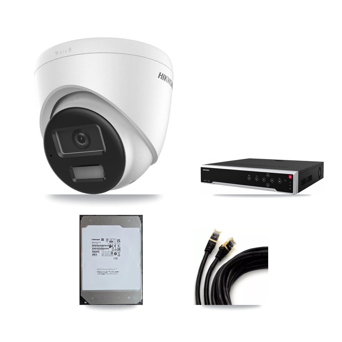 Hikvision 32-Channel 4K CCTV Kit — 11 DS-2CD1383G2-LIUF/SL Turret Cameras + 2× 14TB Recording (DS-7732NI-M4/24P Recorder)