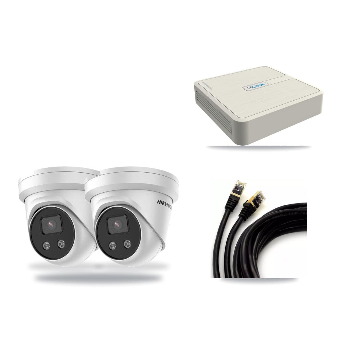 Hikvision & HiLook 8-Channel 5MP CCTV Kit — 2 Turret Cameras + 3TB Recording (NVR-108H-D Recorder) - Image 1