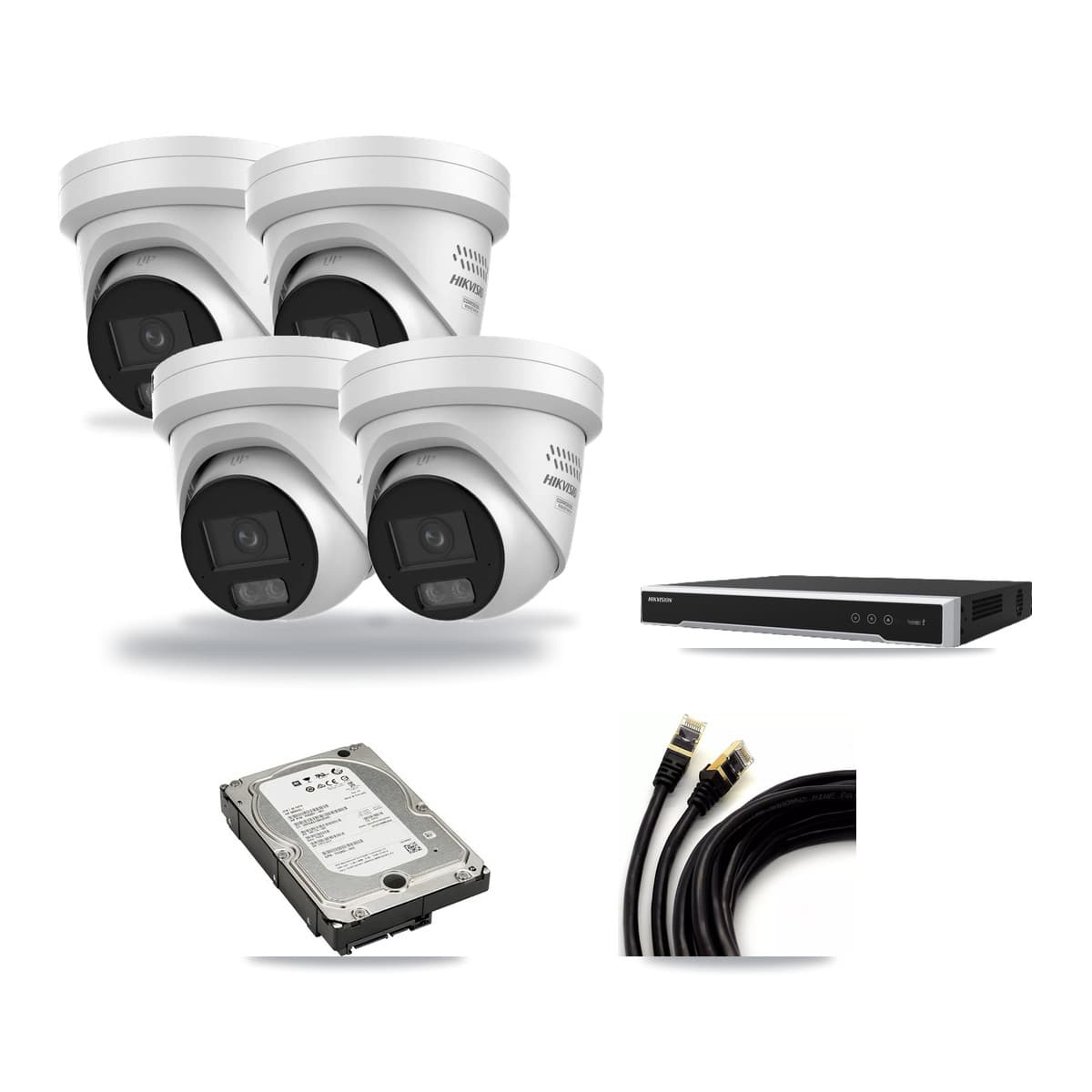 Hikvision 16-Channel 4MP CCTV Kit — 4 DS-2CD2347G3 Turret Cameras + 5TB Recording - Image 1
