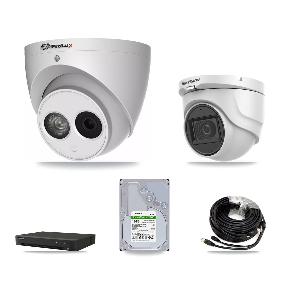 Hikvision & Prolux 16-Channel 4MP – 5MP CCTV Kit — 2 5MP + 6 4MP Turret Cameras + 10TB Recording - Image 1