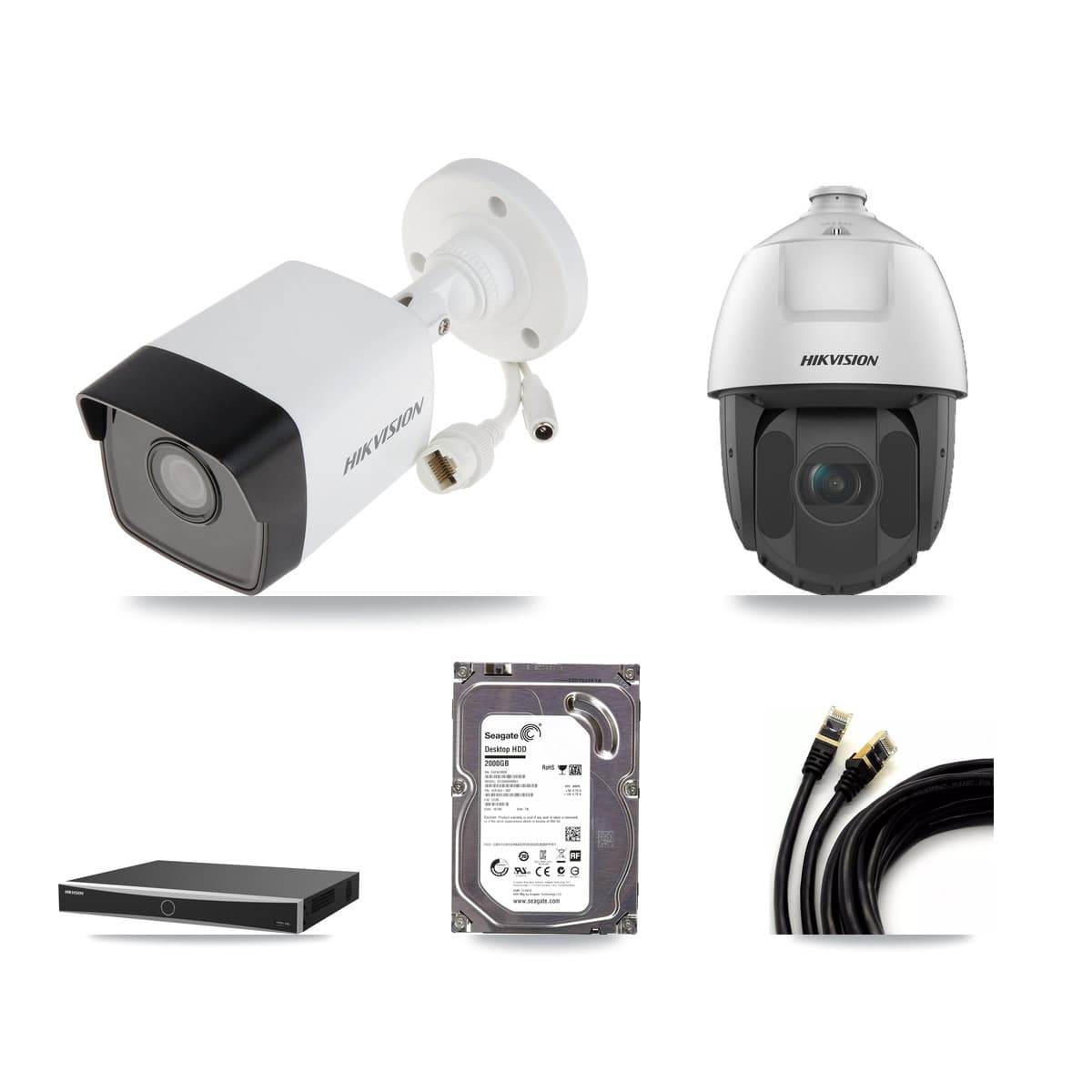 Hikvision 16-Channel 2MP – 5MP CCTV Kit — 1 5MP Bullet + 1 2MP PTZ Cameras + 2TB Recording (DS-7616NXI Recorder)
