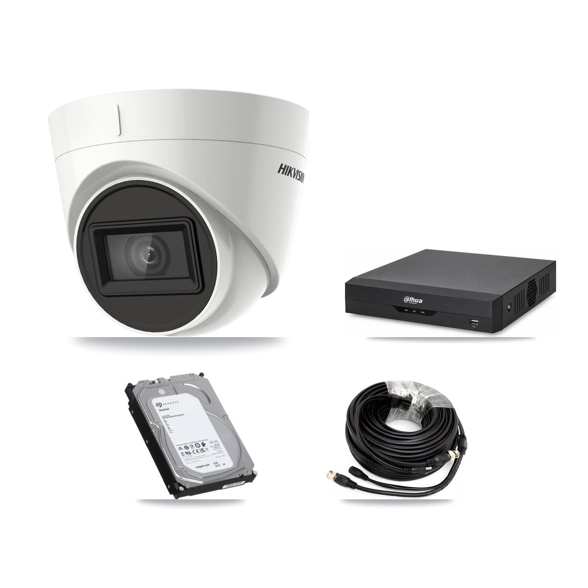 Hikvision & Dahua 4-Channel 4K CCTV Kit — 3 DS-2CE78U1T Turret Cameras + 6TB Recording