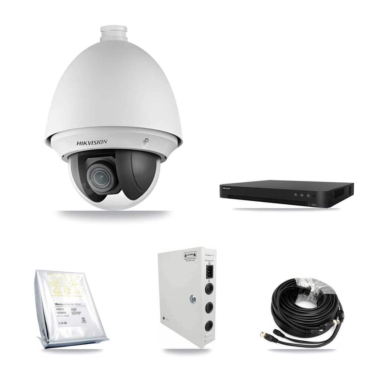 Hikvision 16-Channel 2MP CCTV Kit — 12 DS-2AE4225T PTZ Cameras + 8TB Recording (DS-7216HGHI Recorder)