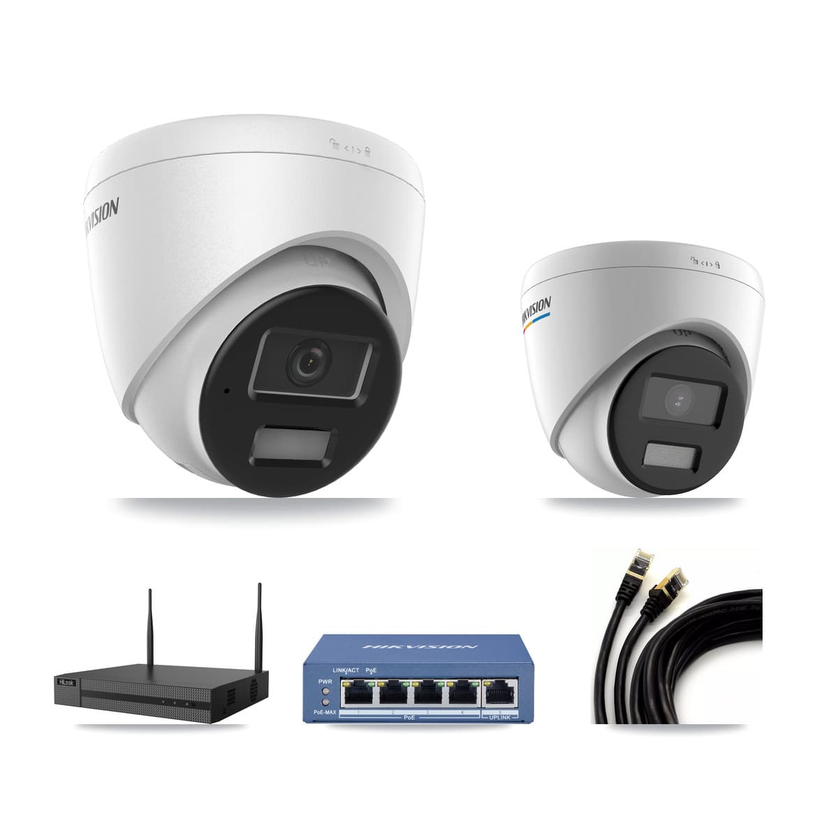 Hikvision & HiLook 4-Channel 2MP – 4MP CCTV Kit — 1 2MP + 2 4MP Turret Cameras + 3TB Recording