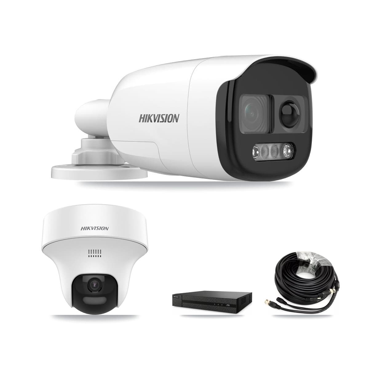 Hikvision 8-Channel 5MP CCTV Kit — 1 DS-2CE12KF3T Bullet + 1 DS-2CE70K0T Turret Cameras + 3TB Recording (DVR-8CH Recorder)