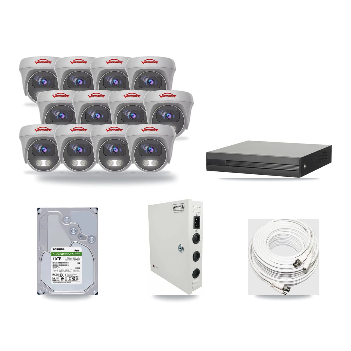 16-Channel 5MP CCTV Kit — 12 Viper Cameras + 10TB Recording - Image 1