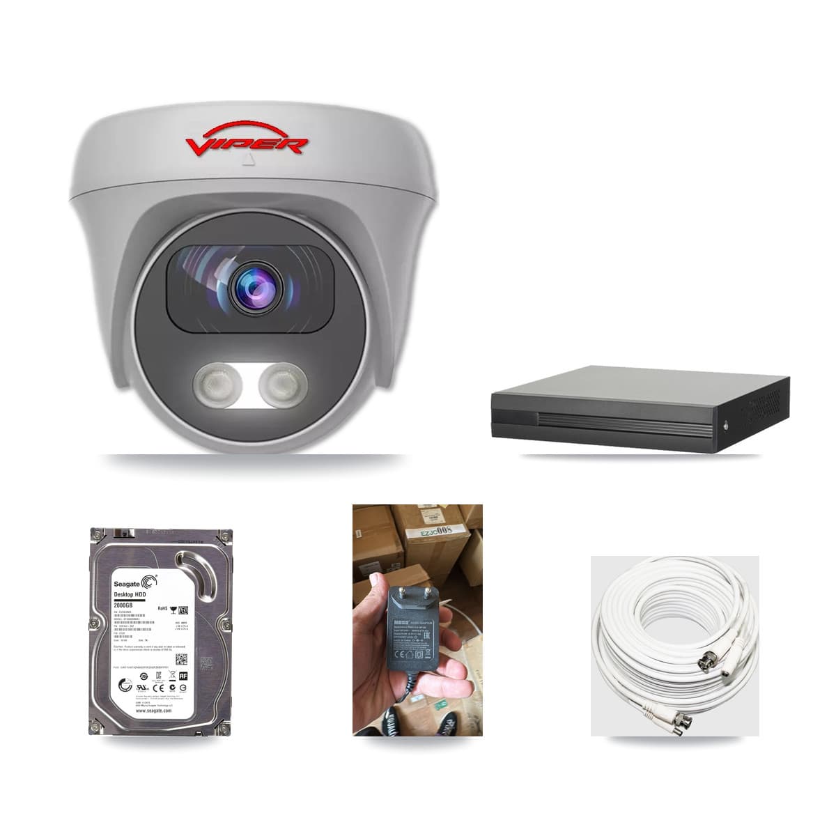 8-Channel 5MP CCTV Kit — 1 White Viper Camera + 2TB Recording (XVR-3108HS Recorder) - Image 1