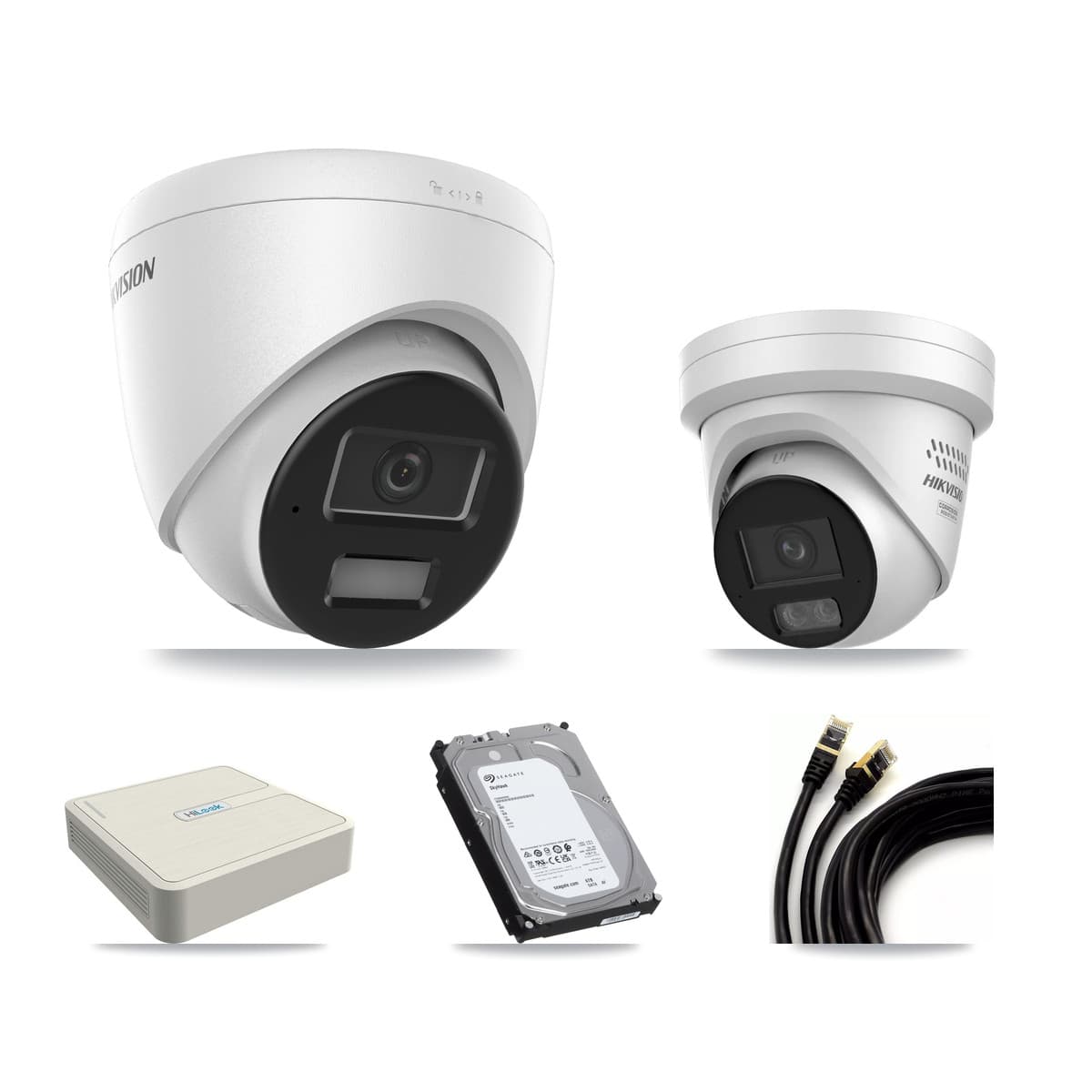 Hikvision & HiLook 8-Channel 4MP CCTV Kit — 4 DS-2CD1343G2 + 2 DS-2CD2347G3 Turret Cameras + 6TB Recording