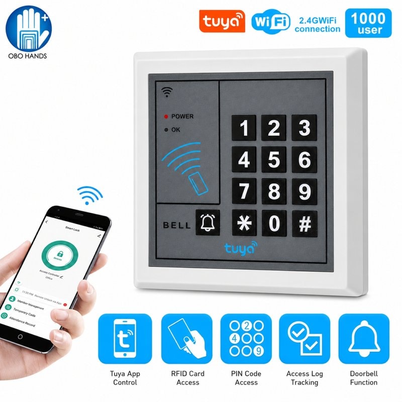 WiFi Tuya Access Control Keypad 125KHz RFID Standalone Access Controller System Door Opener WG26 Card Reader Smart APP Unlock