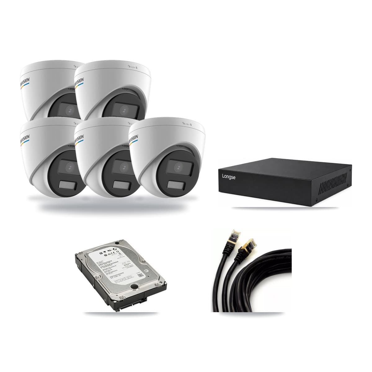 Hikvision & Longse 8-Channel 2MP – 5MP CCTV Kit — 5 2MP Turret + 1 5MP Dome Cameras + 5TB Recording - Image 1