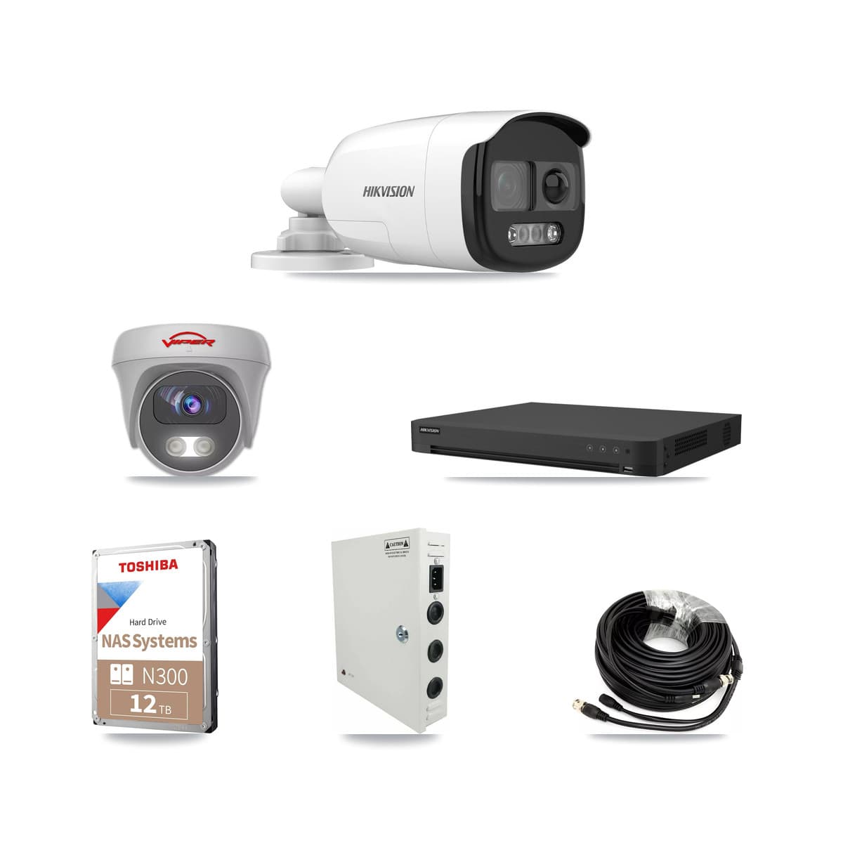 Hikvision & Viper 32-Channel 5MP CCTV Kit — 31 DS-2CE12KF3T Bullet + 1 VIPER-5MP-3K Cameras + 2× 12TB Recording