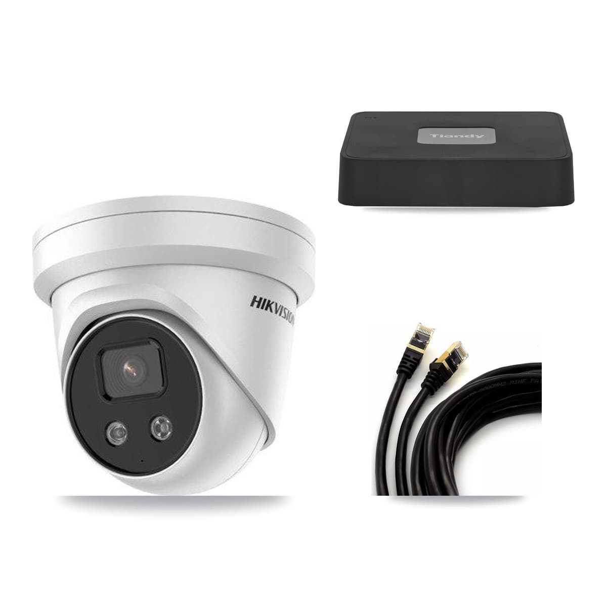 Hikvision & Tiandy 4-Channel 5MP CCTV Kit — 2 Turret Cameras + 3TB Recording