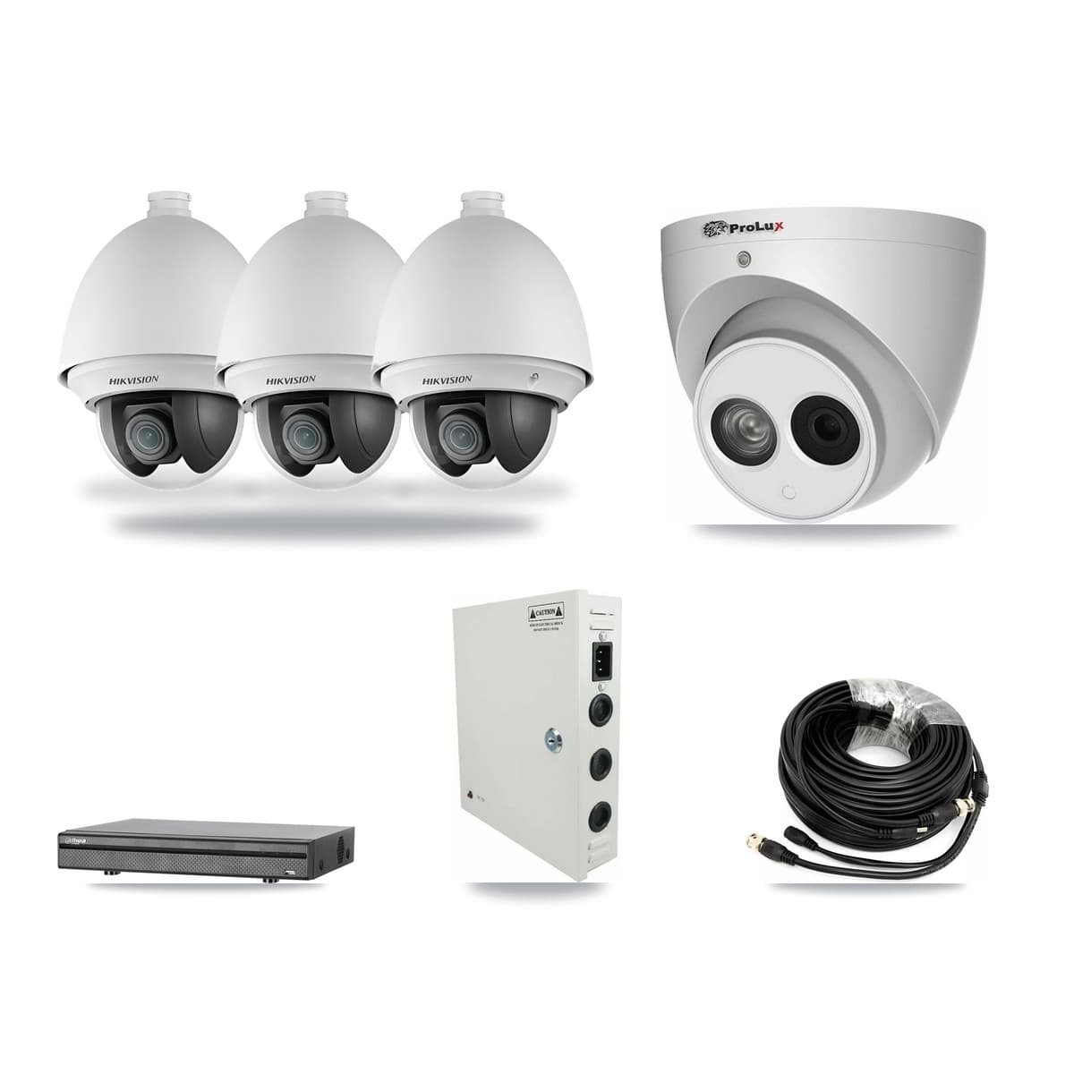8-Channel 2MP – 4MP CCTV Kit — 3 2MP PTZ + 1 4MP Turret Cameras + 3TB Recording (DH-XVR5108H Recorder) - Image 1