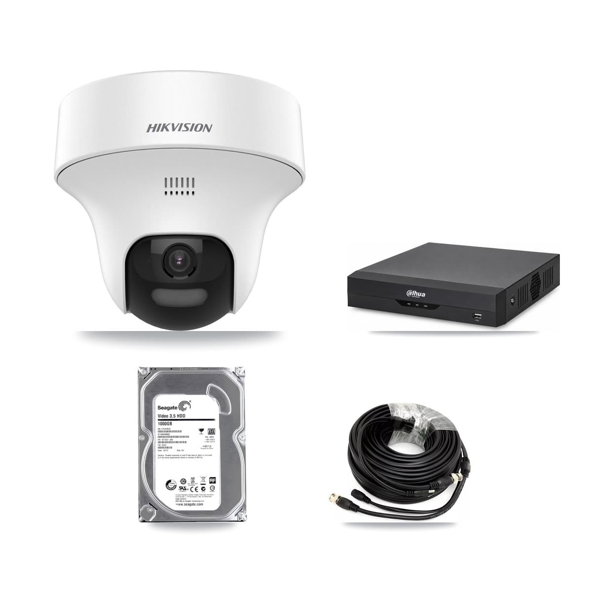 Hikvision & Dahua 4-Channel 5MP CCTV Kit — 2 DS-2CE70K0T Turret Cameras + 1TB Recording - Image 1
