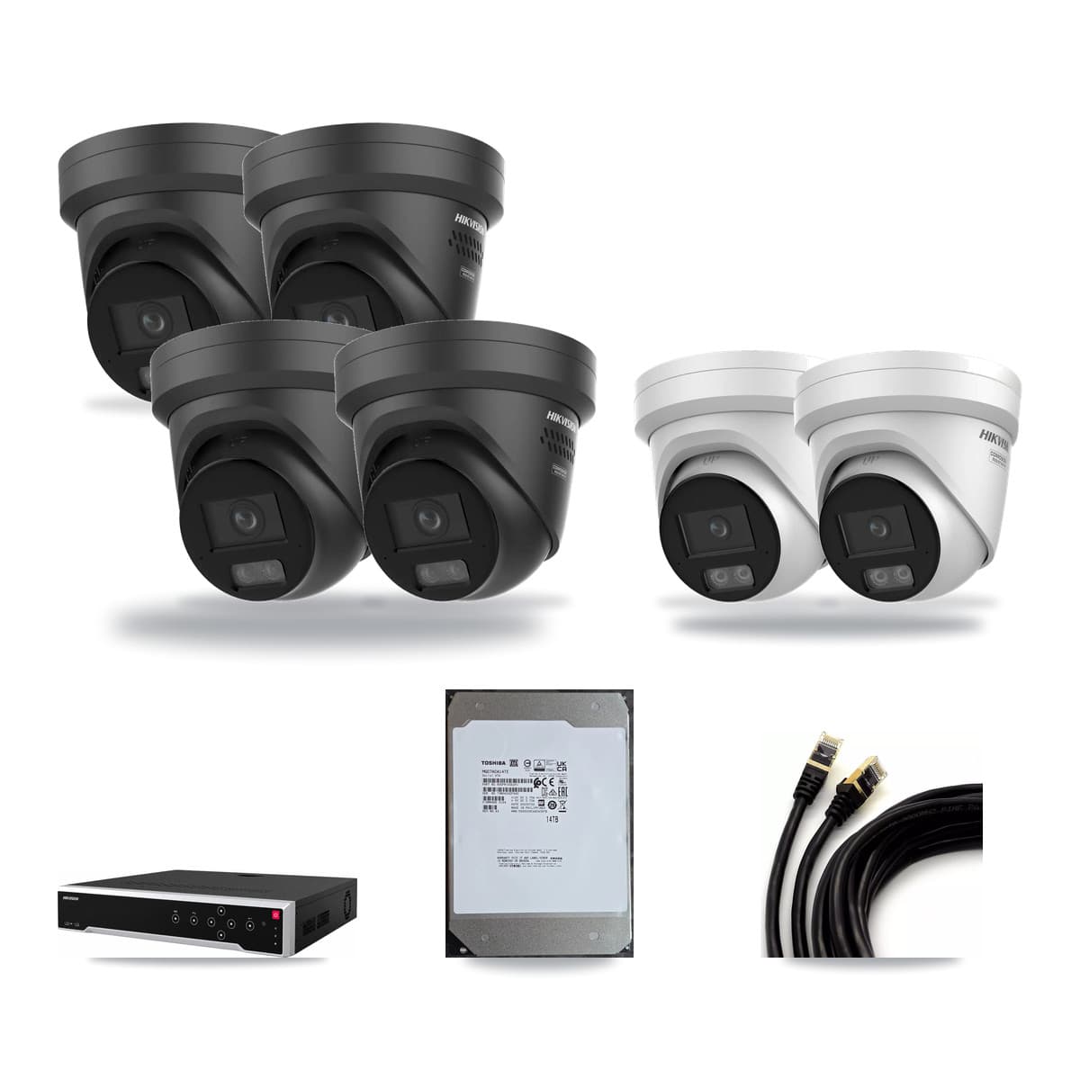 Hikvision 32-Channel 4K CCTV Kit — 2 + 4 Black Turret Cameras + 14TB Recording - Image 1