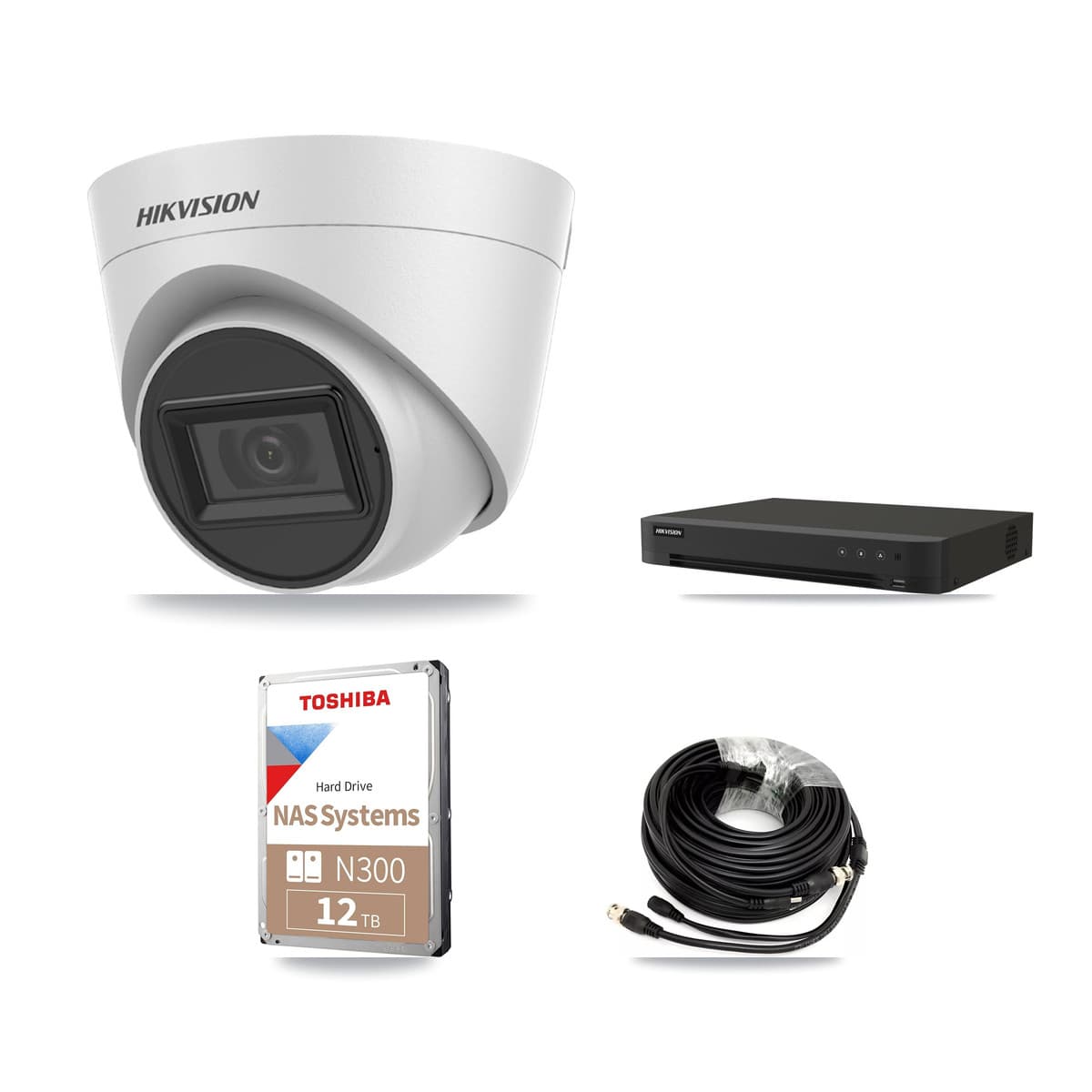 Hikvision 16-Channel 5MP CCTV Kit — 8 White Turret Cameras + 12TB Recording - Image 1
