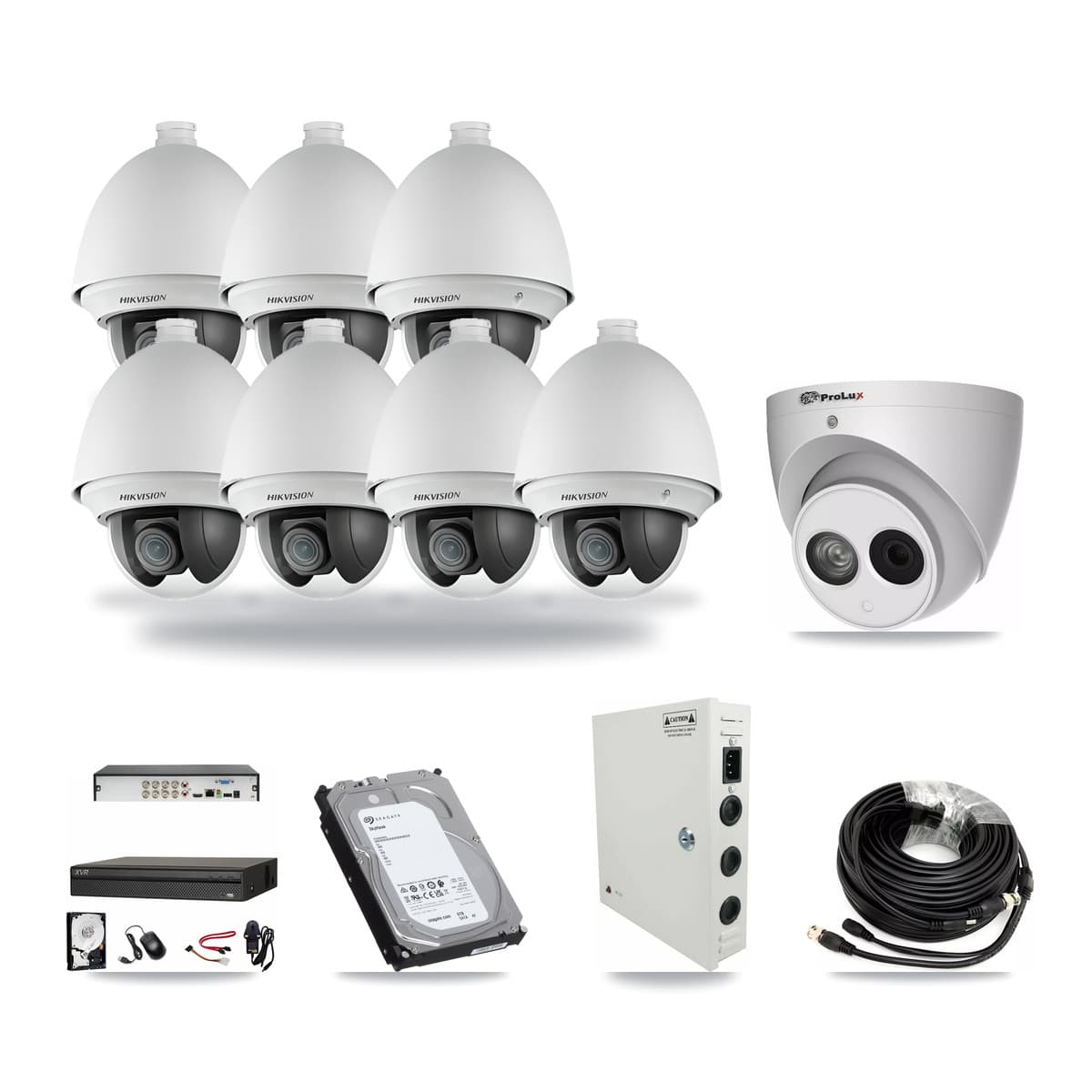 8-Channel 2MP – 4MP CCTV Kit — 7 2MP PTZ + 1 4MP Turret Cameras + 6TB Recording (XVR-3108AD Recorder) - Image 1