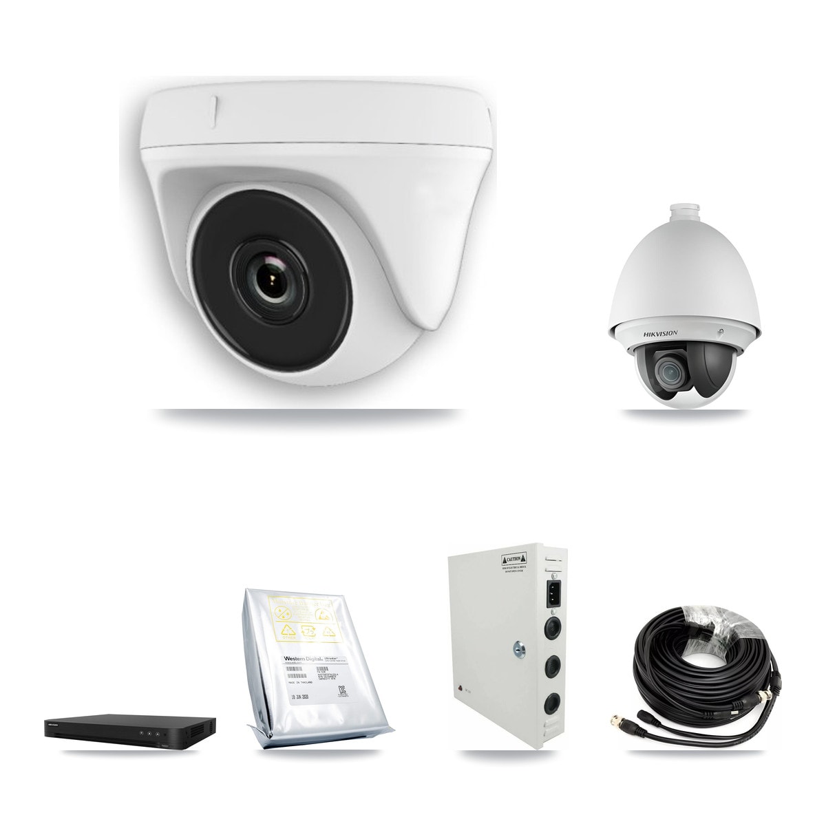 Hikvision 16-Channel 2MP CCTV Kit — 1 PTZ + 10 White Dome Cameras + 8TB Recording (DS-7216HGHI Recorder)