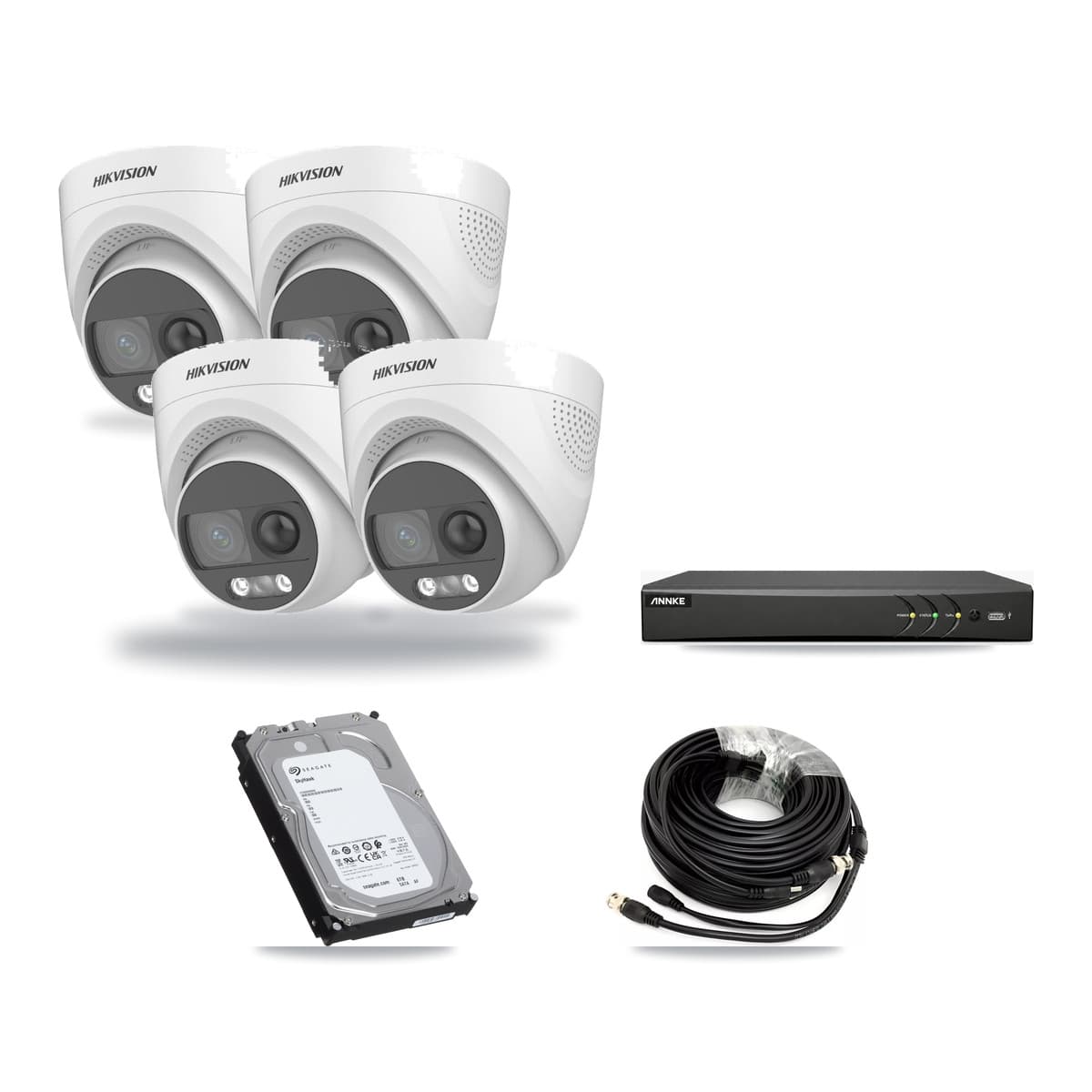 Hikvision & ANNKE 4-Channel 5MP CCTV Kit — 4 DS-2CE72KF3T Turret Cameras + 6TB Recording - Image 1
