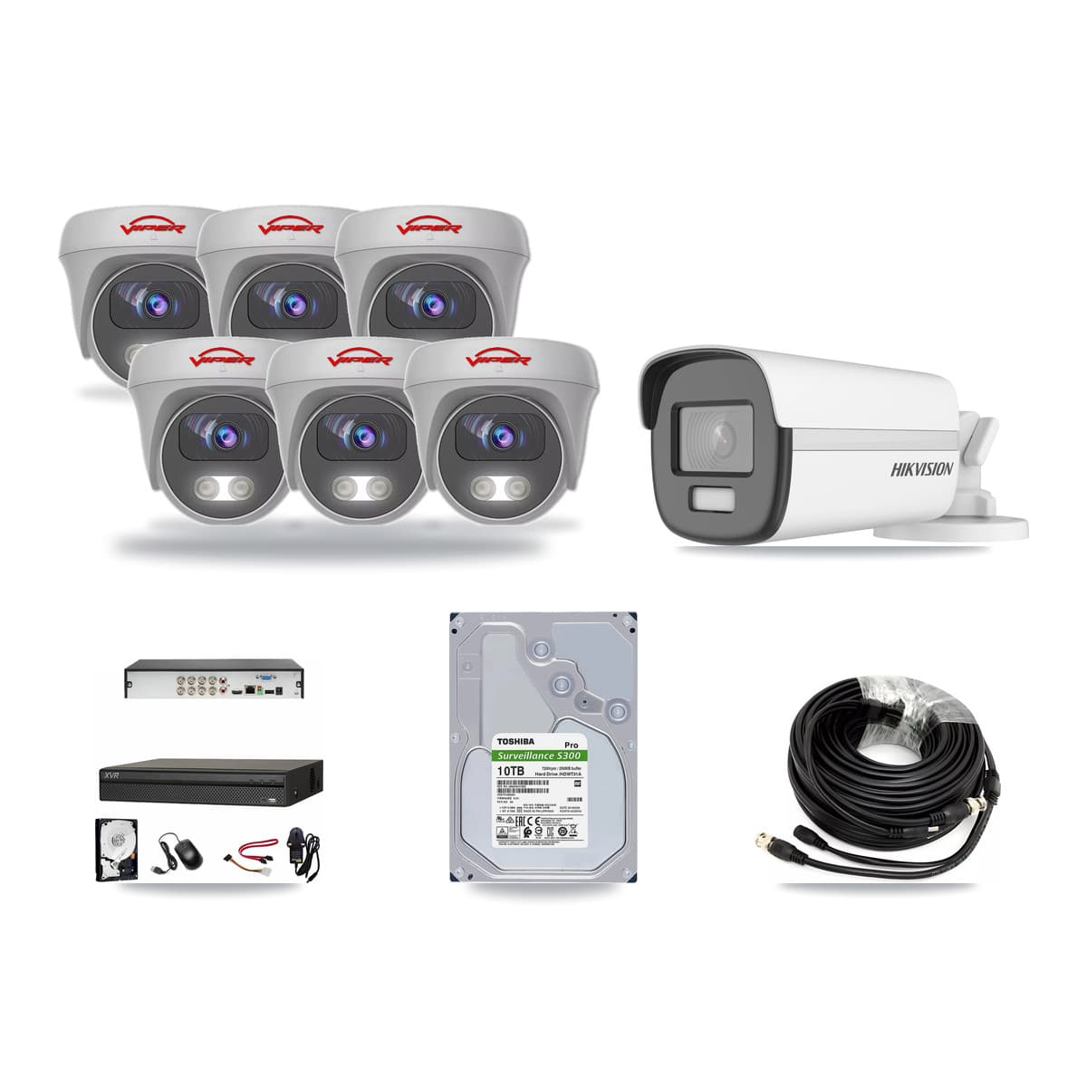8-Channel 5MP – 4K CCTV Kit — 1 4K Bullet + 6 White 5MP Cameras + 10TB Recording (XVR-3108AD Recorder) - Image 1