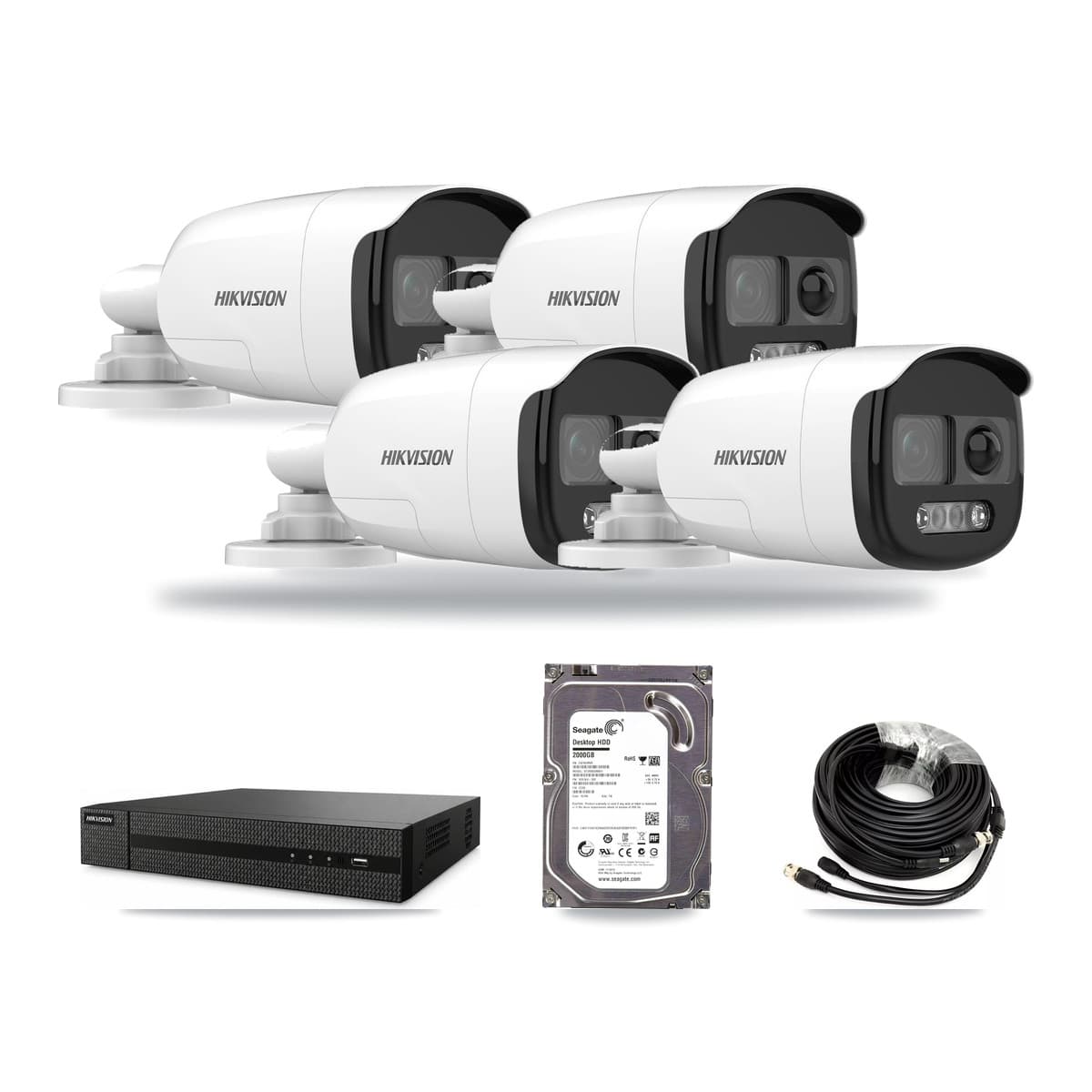 Hikvision 8-Channel 5MP CCTV Kit — 4 DS-2CE12KF3T Bullet Cameras + 2TB Recording (DVR-8CH Recorder) - Image 1