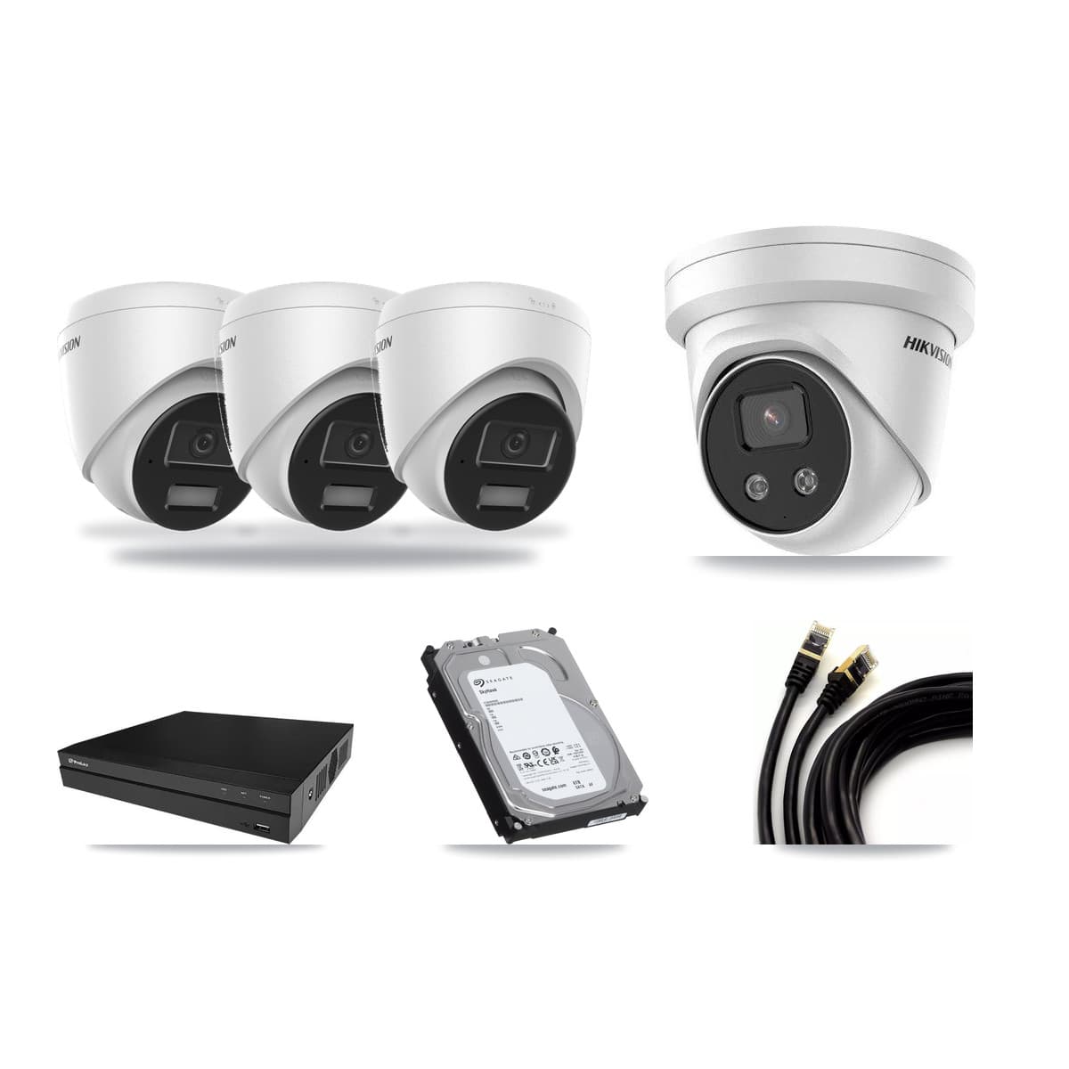 Hikvision & Prolux 8-Channel 4MP – 5MP CCTV Kit — 3 4MP + 1 5MP Turret Cameras + 6TB Recording - Image 1
