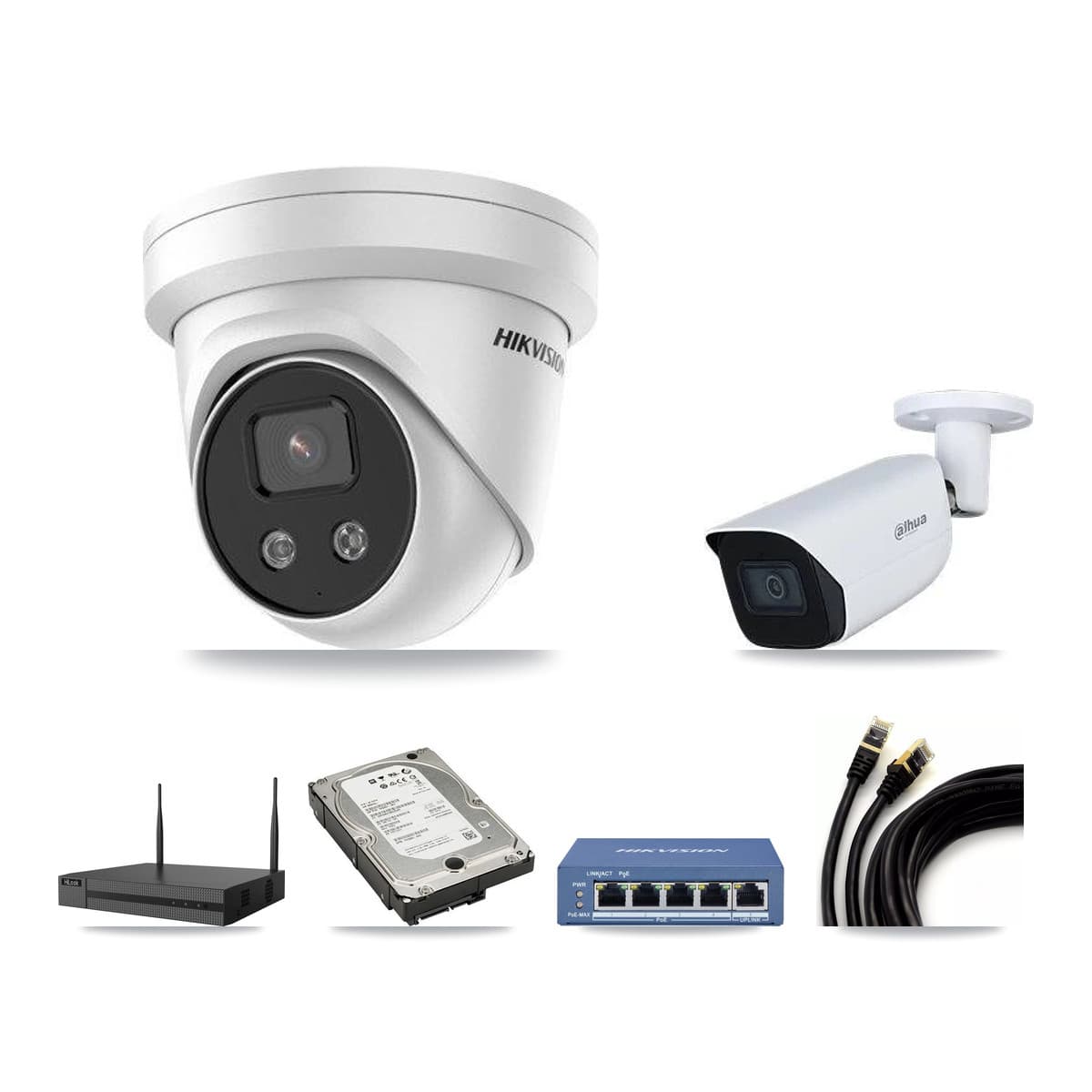 4-Channel 5MP CCTV Kit — 3 Turret + 1 Bullet Cameras + 5TB Recording