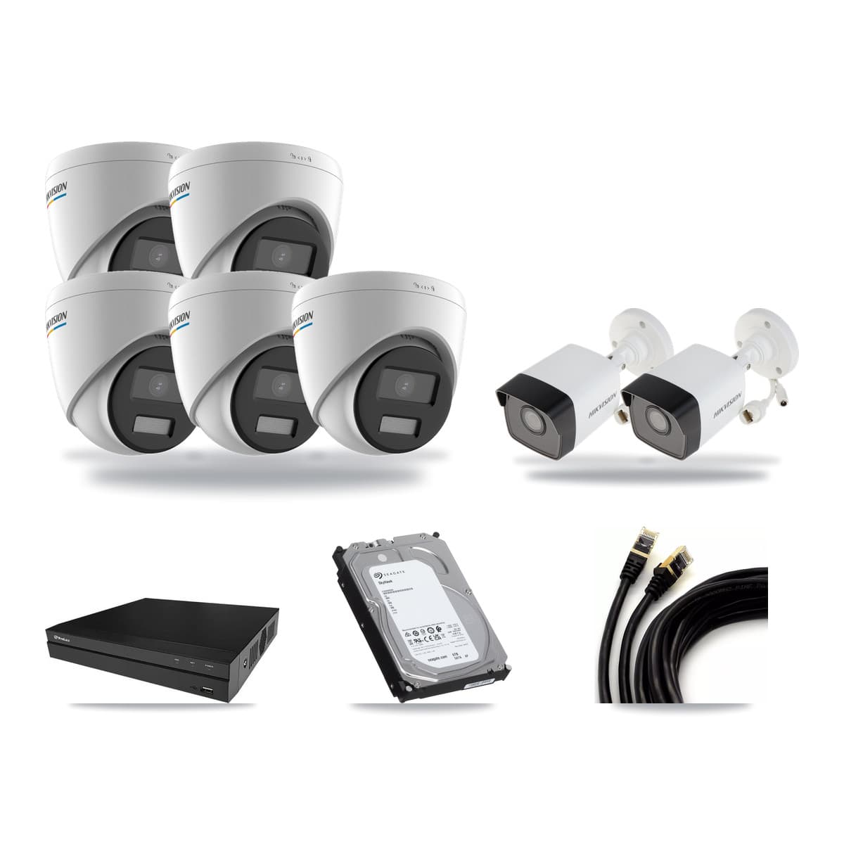 Hikvision & Prolux 8-Channel 2MP – 5MP CCTV Kit — 2 5MP Bullet + 5 2MP Turret Cameras + 6TB Recording - Image 1