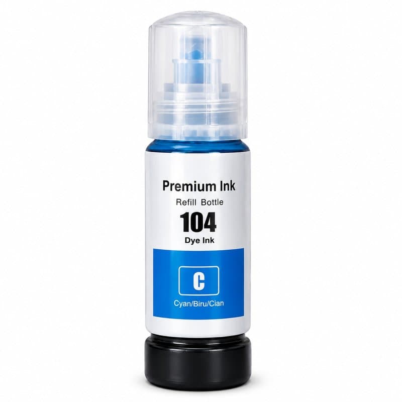 70ml Cyan Ink Bottle Replacement for Epson 104 - Compatible with EcoTank Printers