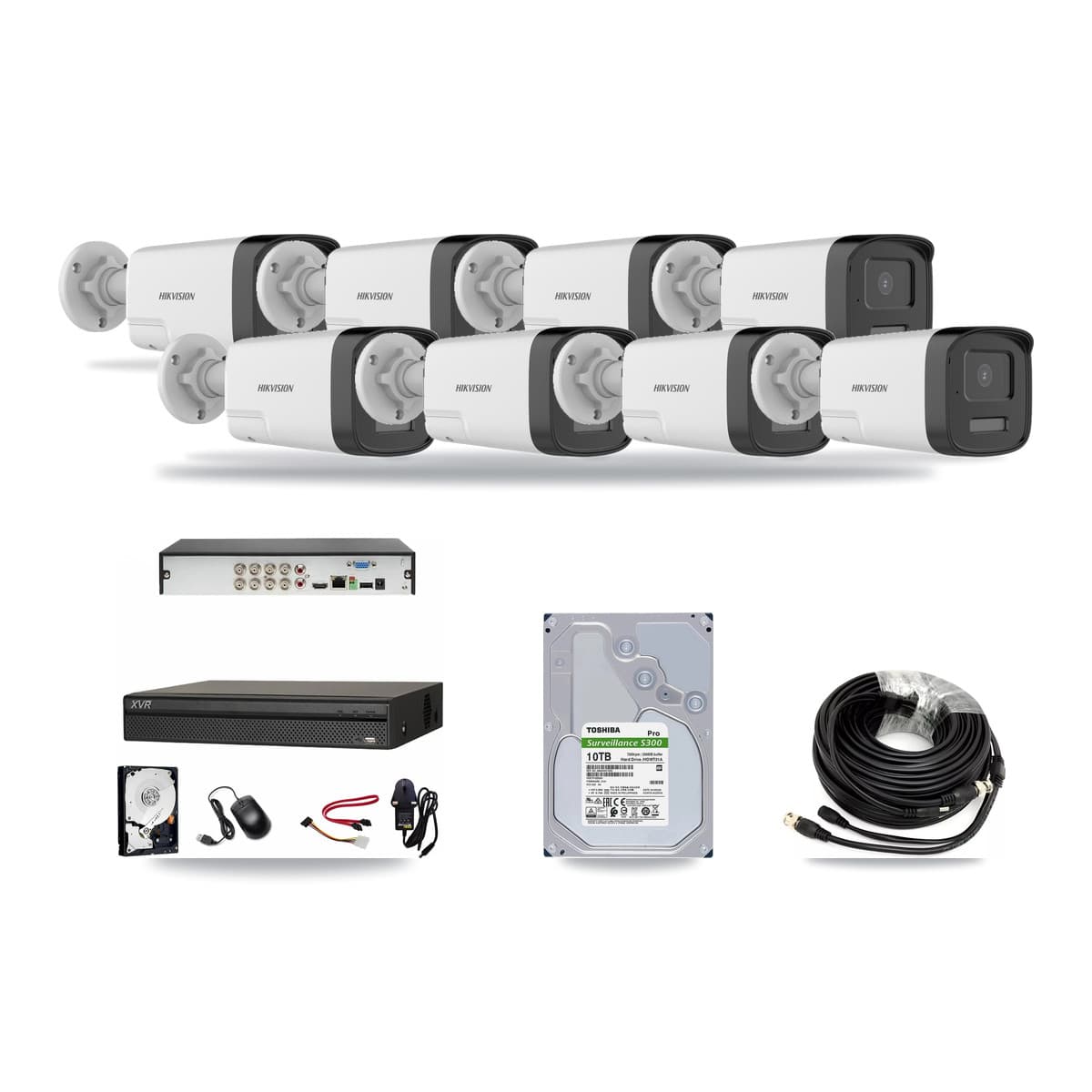 Hikvision & Dahua 8-Channel 5MP CCTV Kit — 8 DS-2CE17K0T Bullet Cameras + 10TB Recording - Image 1