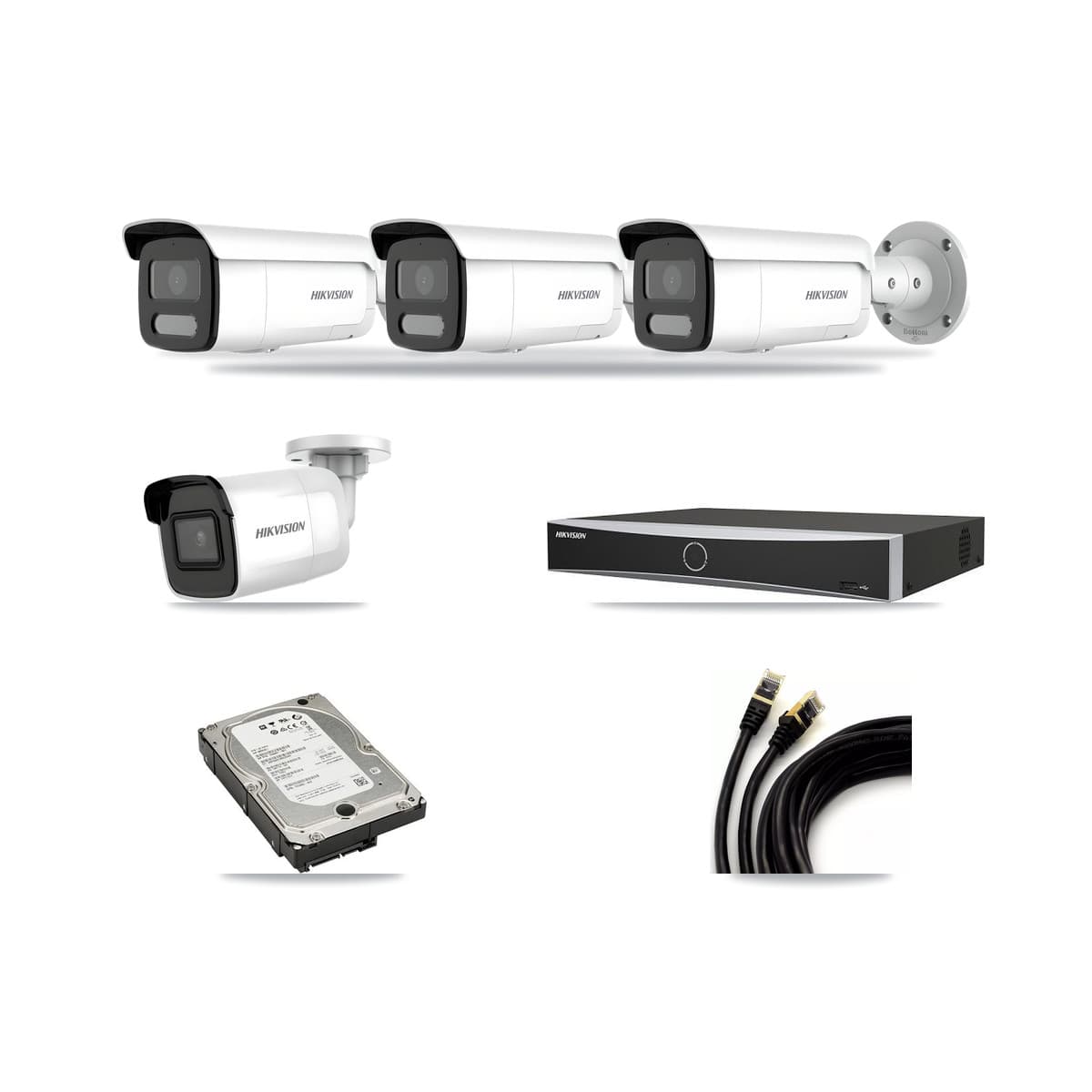 Hikvision 4-Channel 4MP – 4K CCTV Kit — 1 4K + 3 4MP Bullet Cameras + 5TB Recording - Image 1