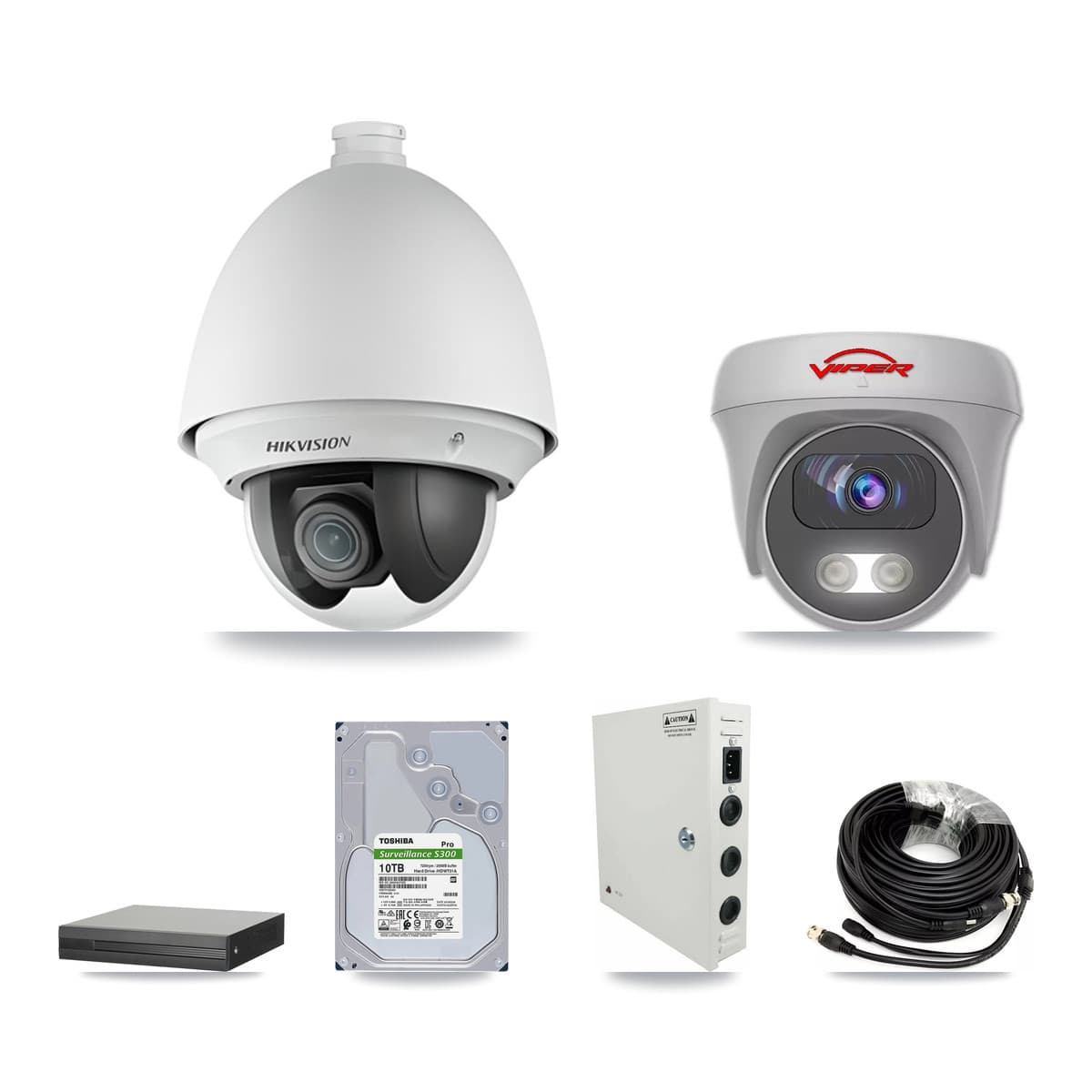 Hikvision & Viper 16-Channel 2MP – 5MP CCTV Kit — 13 2MP PTZ + 1 White 5MP Cameras + 10TB Recording (XVR-3116HS Recorder) - Image 1