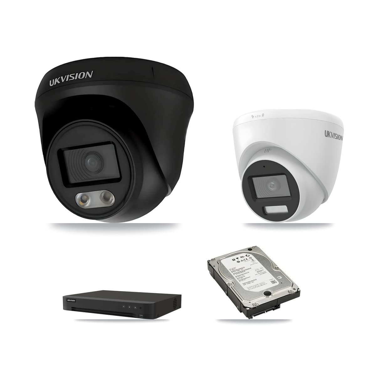 Hikvision 8-Channel 4K CCTV Kit — 2 UKVISION Cameras + 10TB Recording (IDS-7208HUHI-M1/XT Recorder)