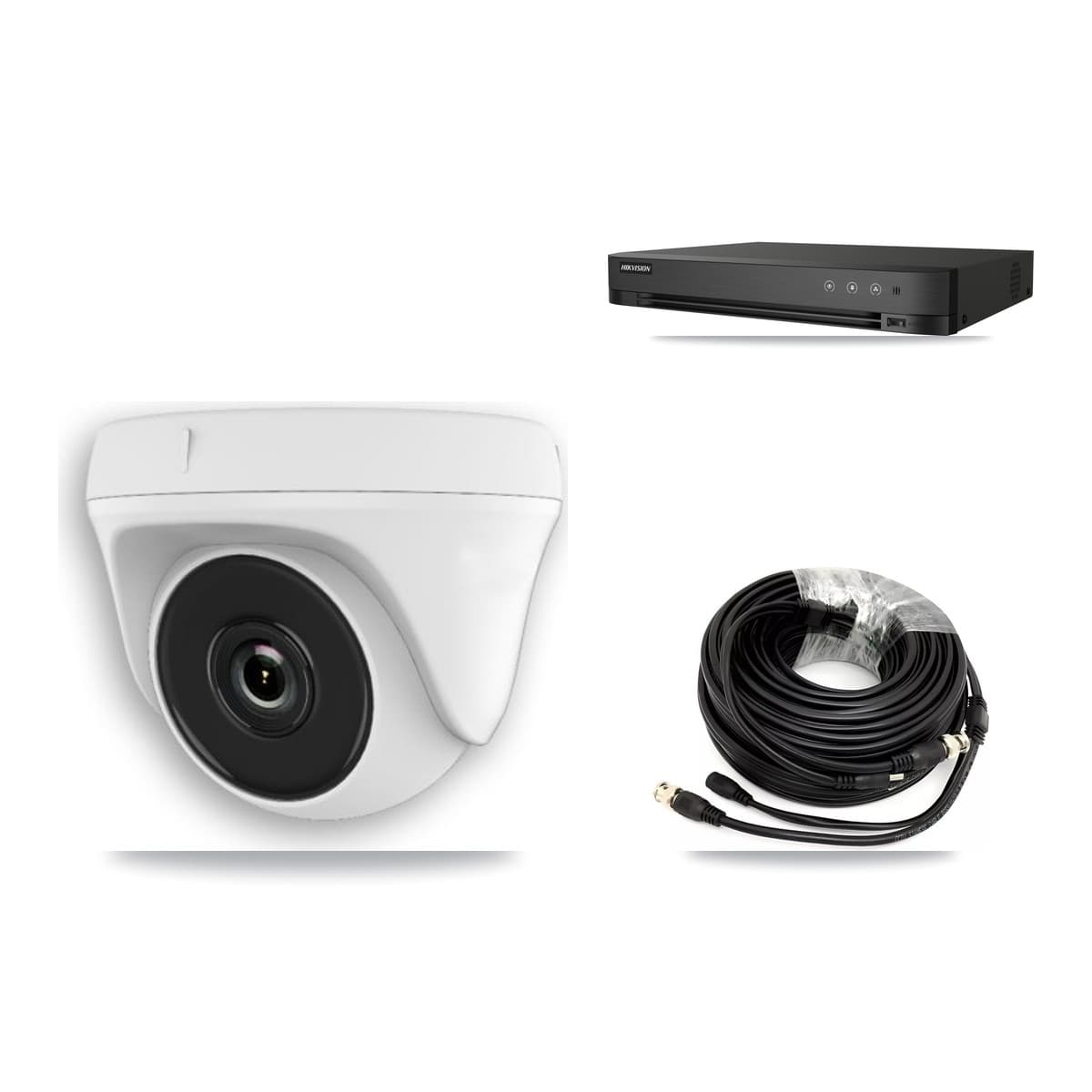 Hikvision 4-Channel 2MP CCTV Kit — 4 White Dome Cameras + 3TB Recording (DS-7204HUHI Recorder)