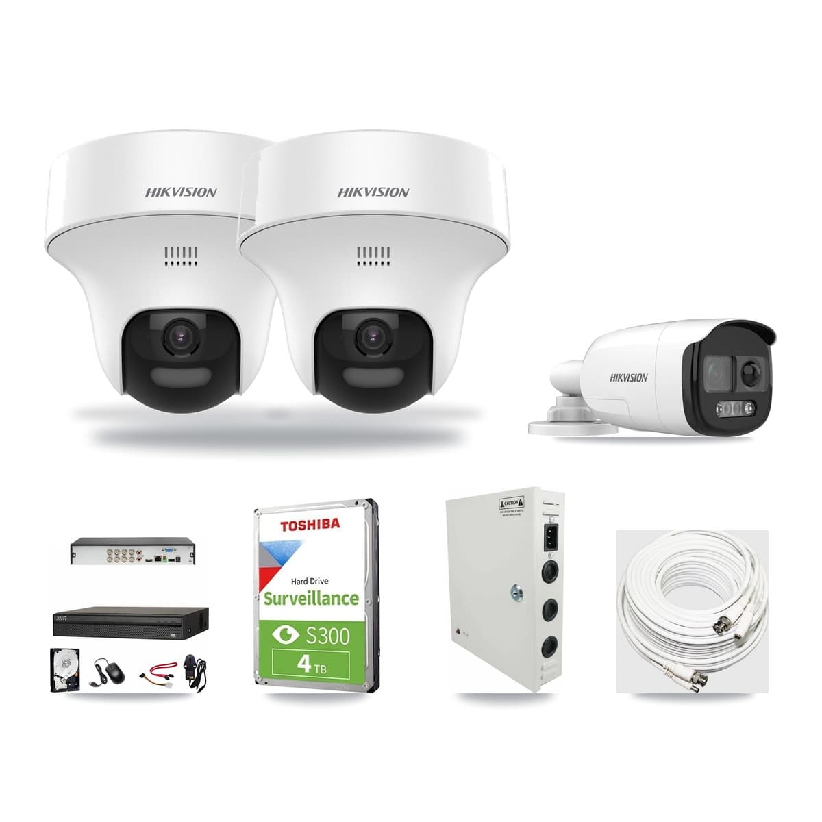 8-Channel 5MP CCTV Kit — 1 DS-2CE12KF3T Bullet + 2 DS-2CE70K0T Turret Hikvision Cameras + 4TB Recording - Image 1