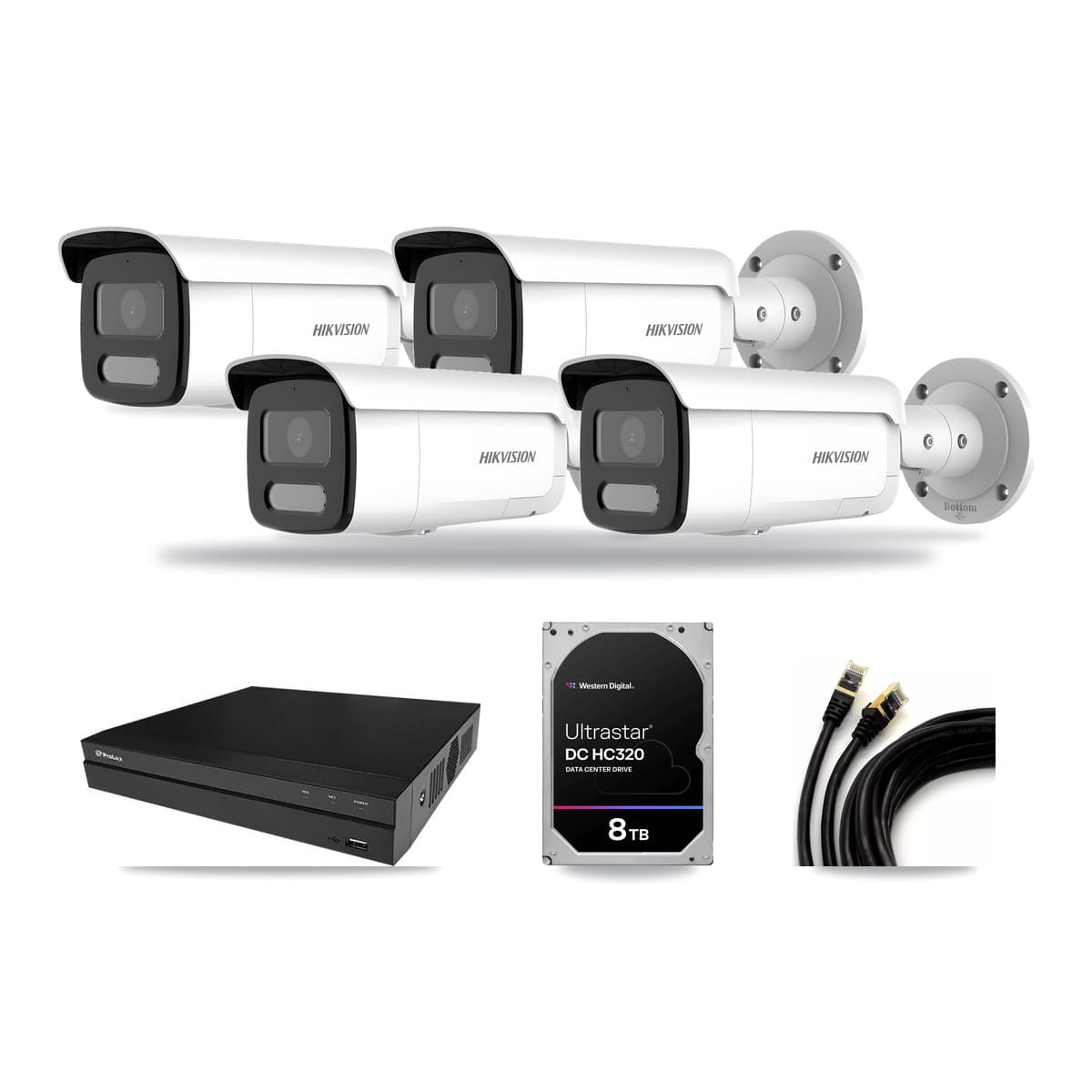 Hikvision & Prolux 8-Channel 4MP – 4K CCTV Kit — 2 4MP + 2 4K Bullet Cameras + 8TB Recording - Image 1