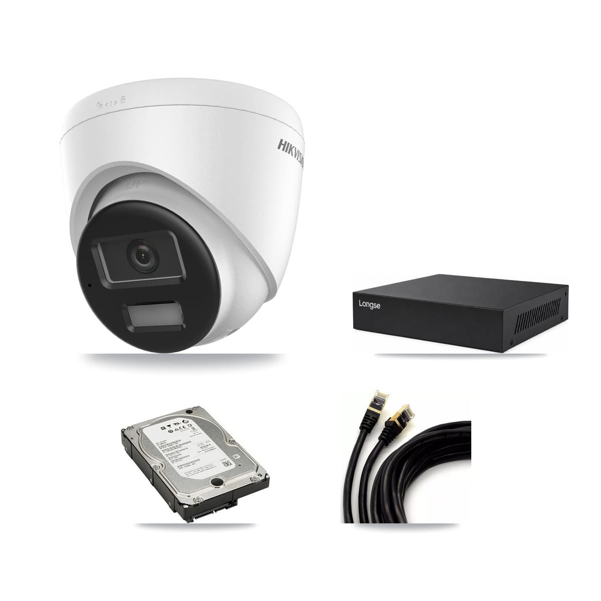 Hikvision & Longse 8-Channel 4K CCTV Kit — 2 DS-2CD1383G2-LIU Turret Cameras + 5TB Recording (NVR3016E1P8 Recorder)