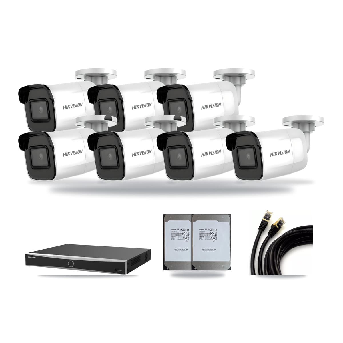 Hikvision 16-Channel 5MP – 4K CCTV Kit — 7 4K Bullet + 7 5MP Dome Cameras + 2× 14TB Recording (DS-7616NXI Recorder) - Image 1