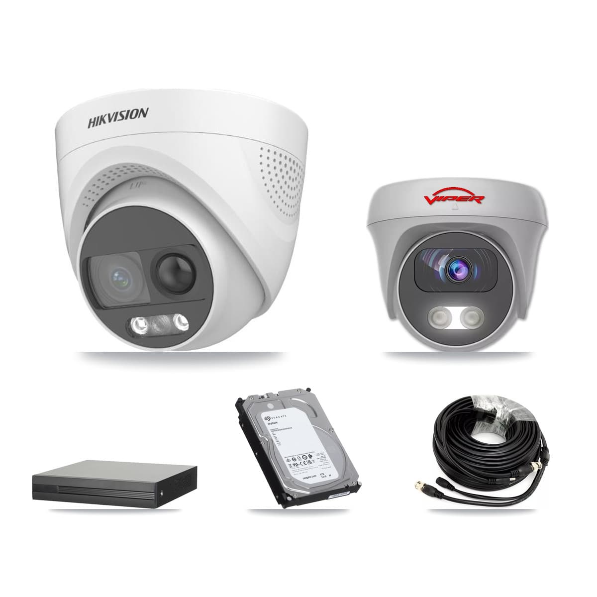 Hikvision & Viper 8-Channel 5MP CCTV Kit — 4 DS-2CE72KF3T Turret + 1 White VIPER-5MP-3K Cameras + 6TB Recording (XVR-3108HS Recorder) - Image 1