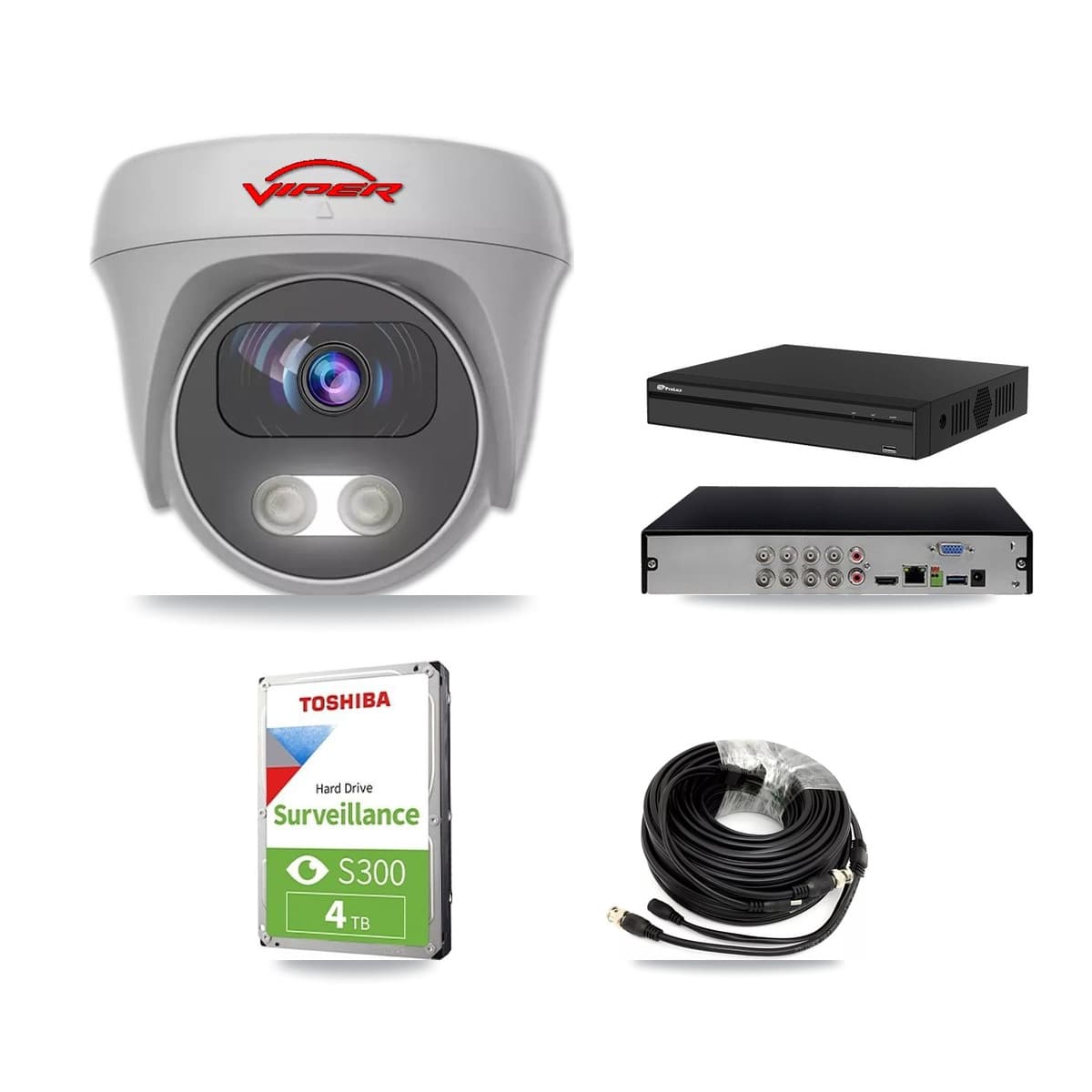 Viper & Prolux 8-Channel 5MP CCTV Kit — 3 White Cameras + 4TB Recording (PXD-5108HS Recorder) - Image 1