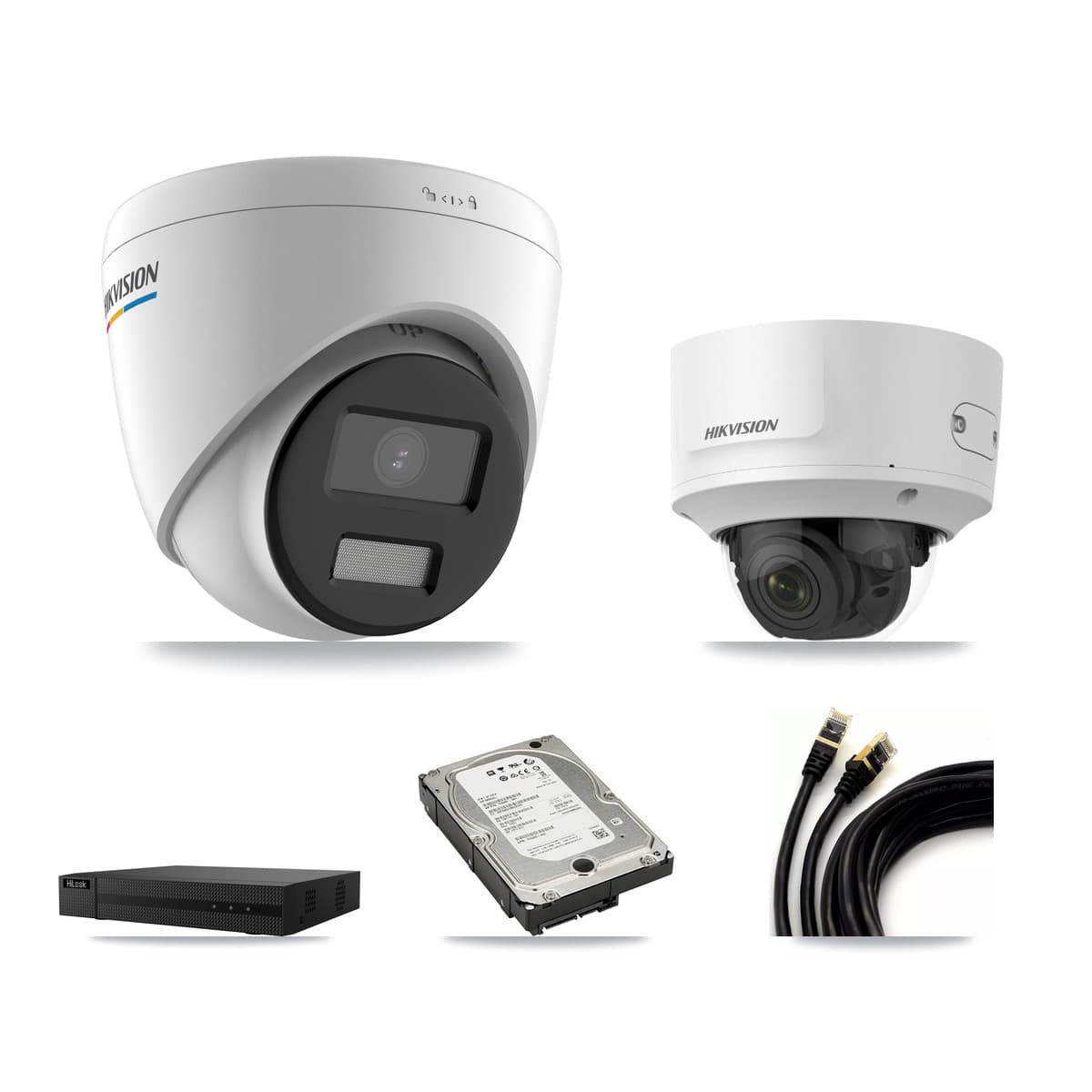 Hikvision & HiLook 8-Channel 2MP CCTV Kit — 7 Turret + 1 Dome Cameras + 5TB Recording (NVR-108MH-D Recorder)