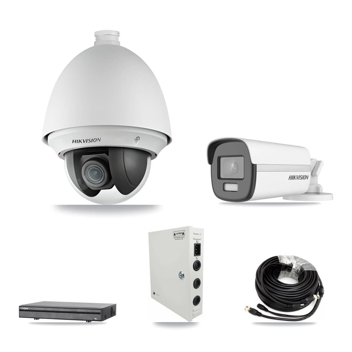 Hikvision & Dahua 8-Channel 2MP – 4K CCTV Kit — 7 2MP PTZ + 1 4K Bullet Cameras + 8TB Recording (DH-XVR5108H Recorder) - Image 1