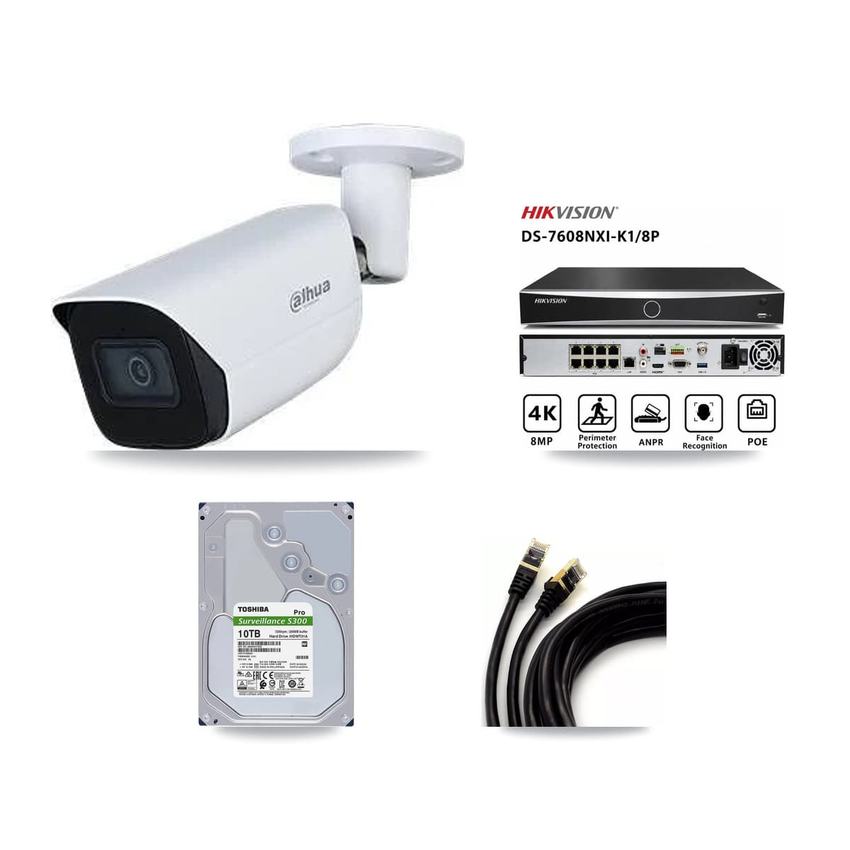 Dahua & Hikvision 8-Channel 5MP CCTV Kit — 7 Bullet Cameras + 10TB Recording (DS-7608NXI Recorder) - Image 1