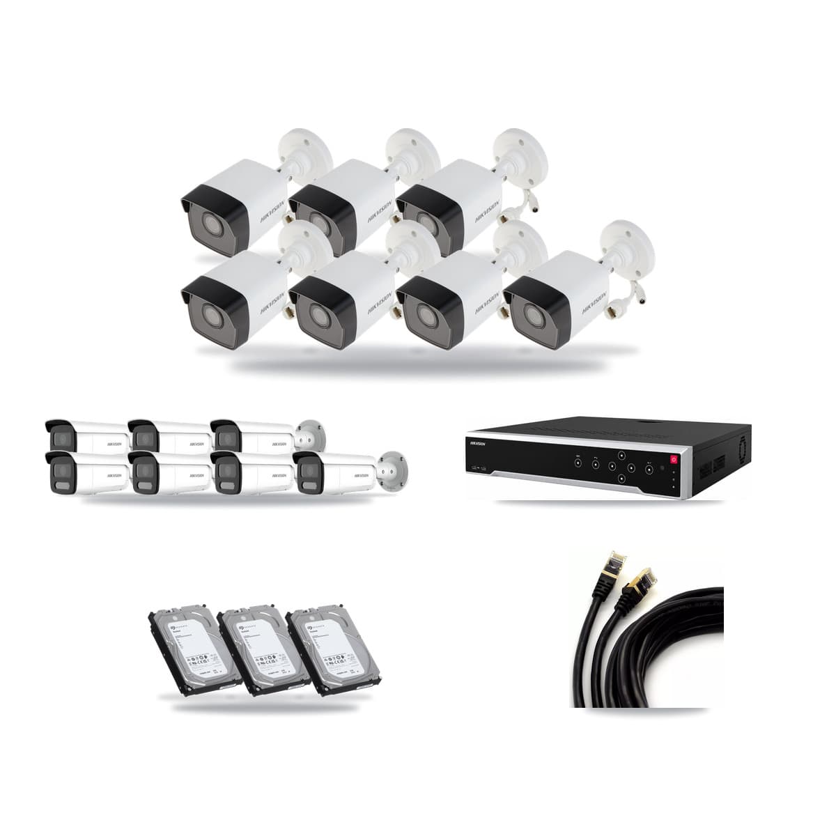 Hikvision 32-Channel 4MP – 5MP CCTV Kit — 7 5MP + 7 4MP Bullet Cameras + 3× 6TB Recording - Image 1